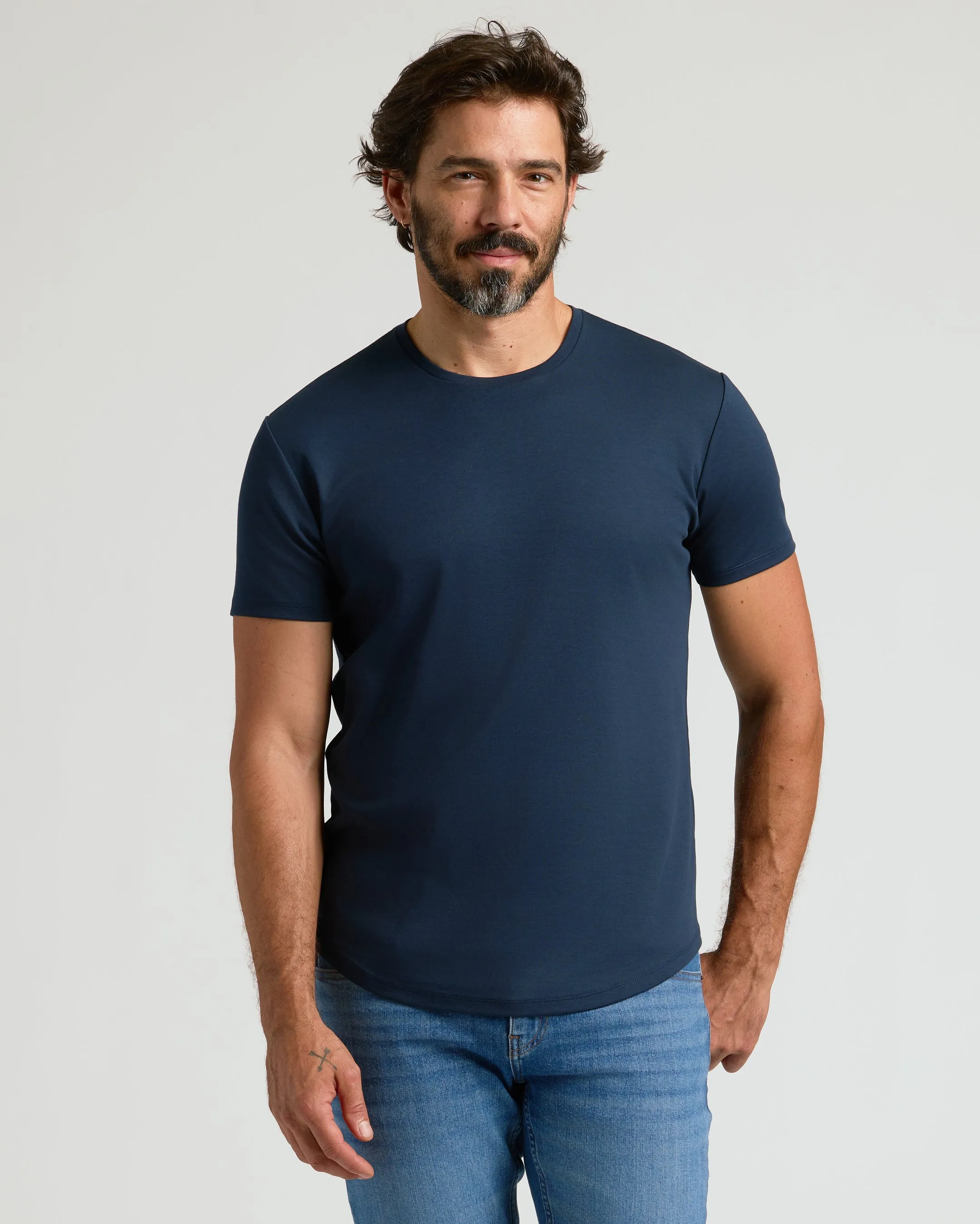 Grove & Navy Premium Pima Crew Curved Hem 2-Pack sold by True Classic product image thumbnail 2