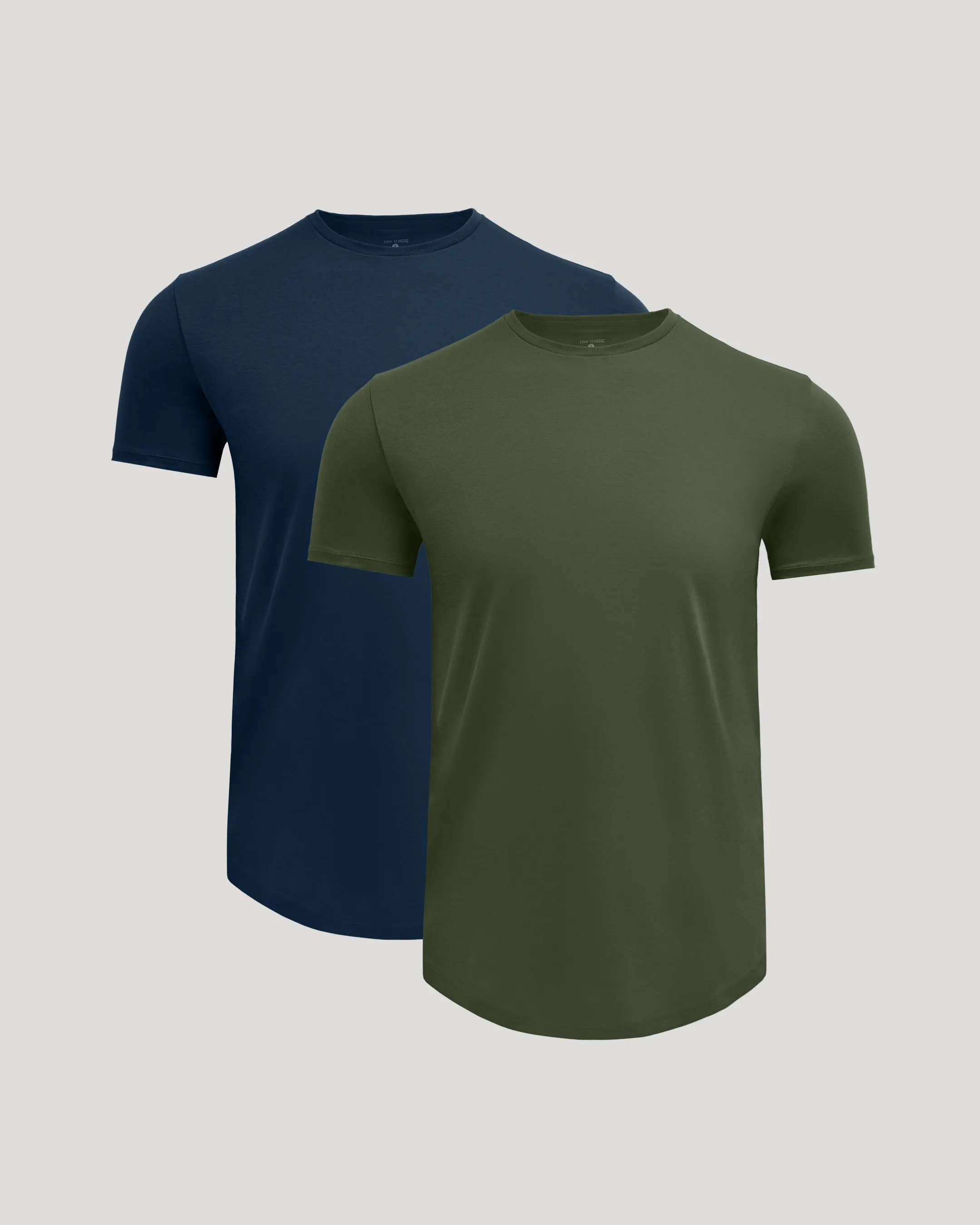 Grove & Navy Premium Pima Crew Curved Hem 2-Pack sold by True Classic