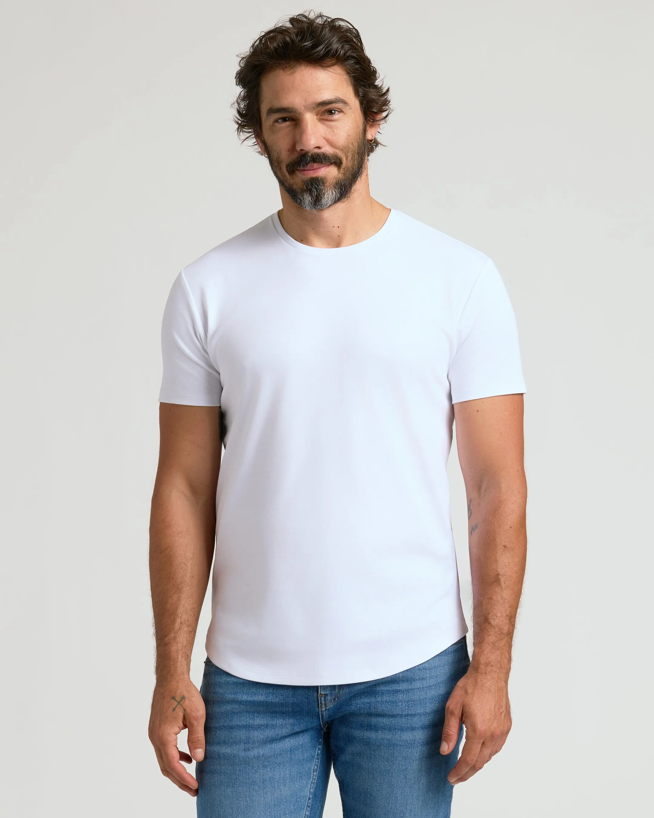 White Premium Pima Crew Curved Hem sold by True Classic