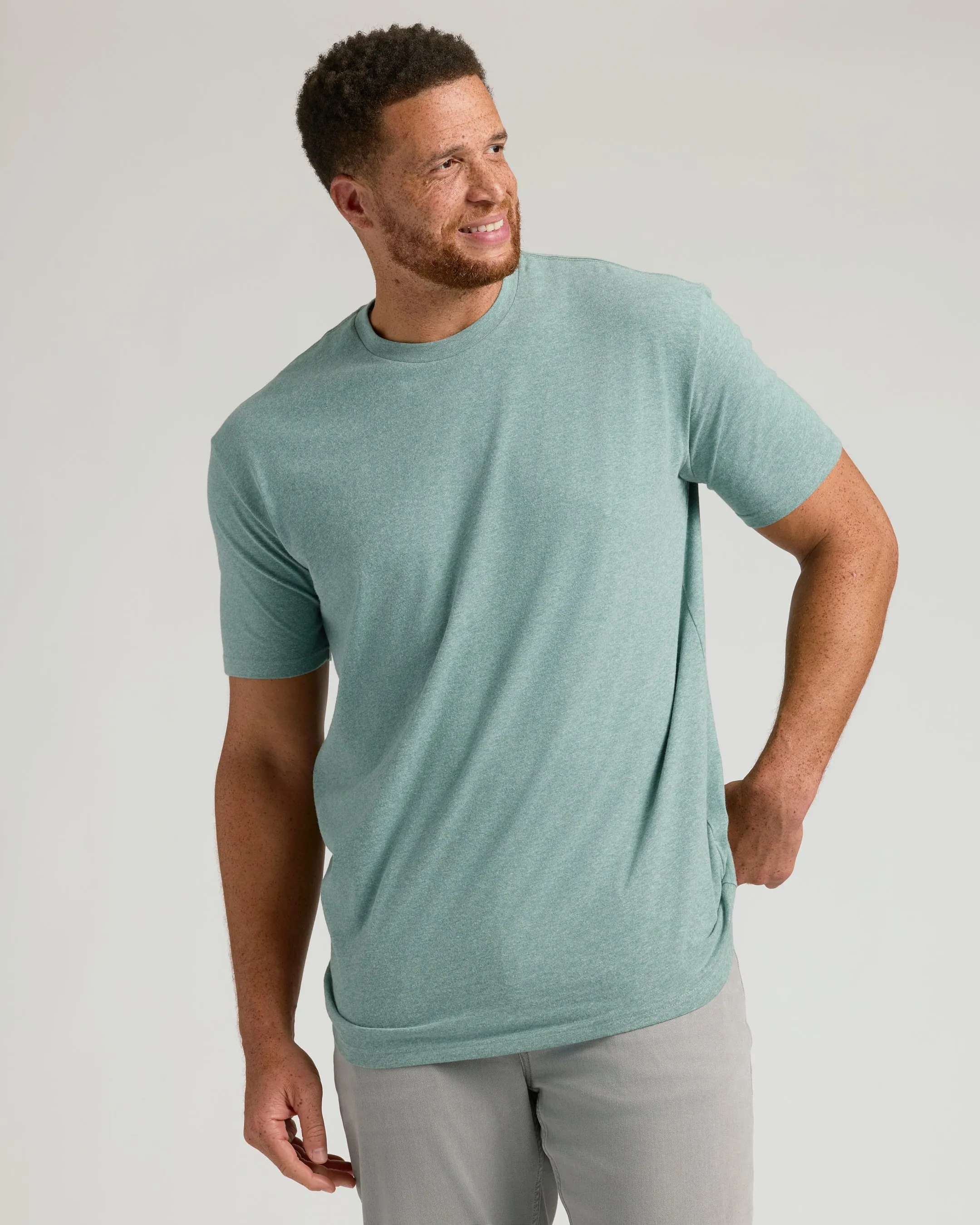 Heather Balsam Tall Straight Hem Crew Neck T-Shirt sold by True Classic product image thumbnail 4