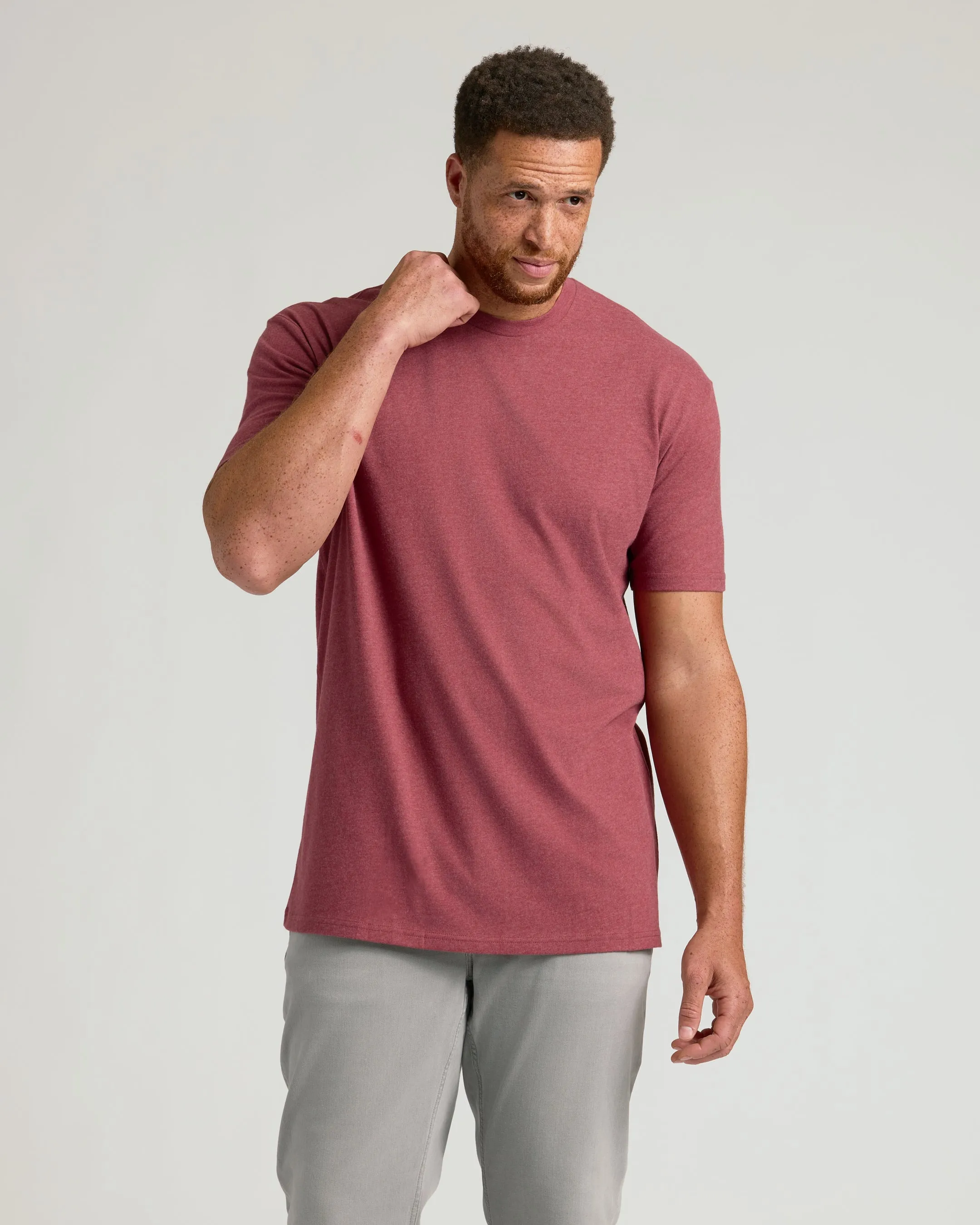 Dark Heather Claret Tall Straight Hem Crew Neck T-Shirt sold by True Classic product image thumbnail 4