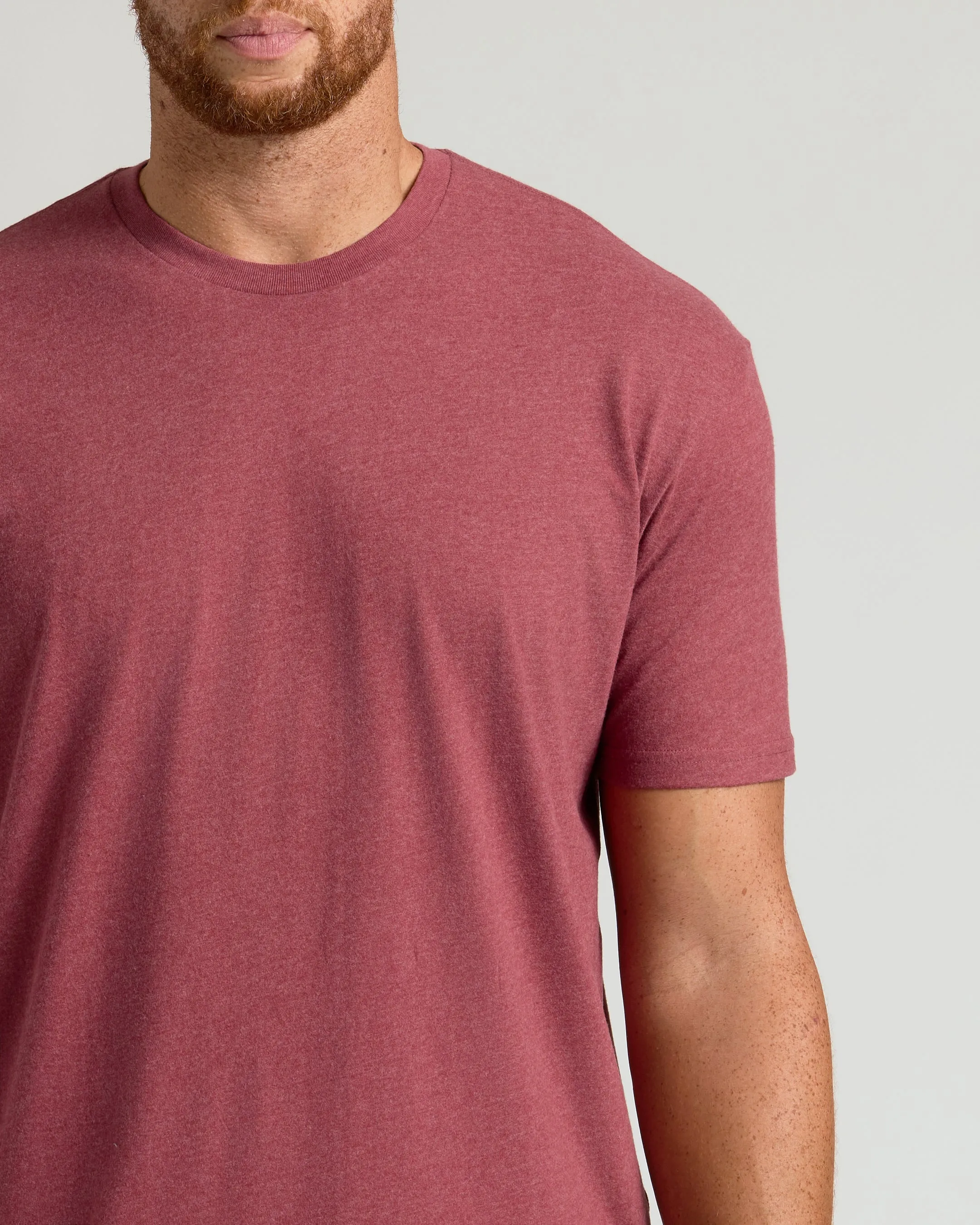 Dark Heather Claret Tall Straight Hem Crew Neck T-Shirt sold by True Classic product image thumbnail 5