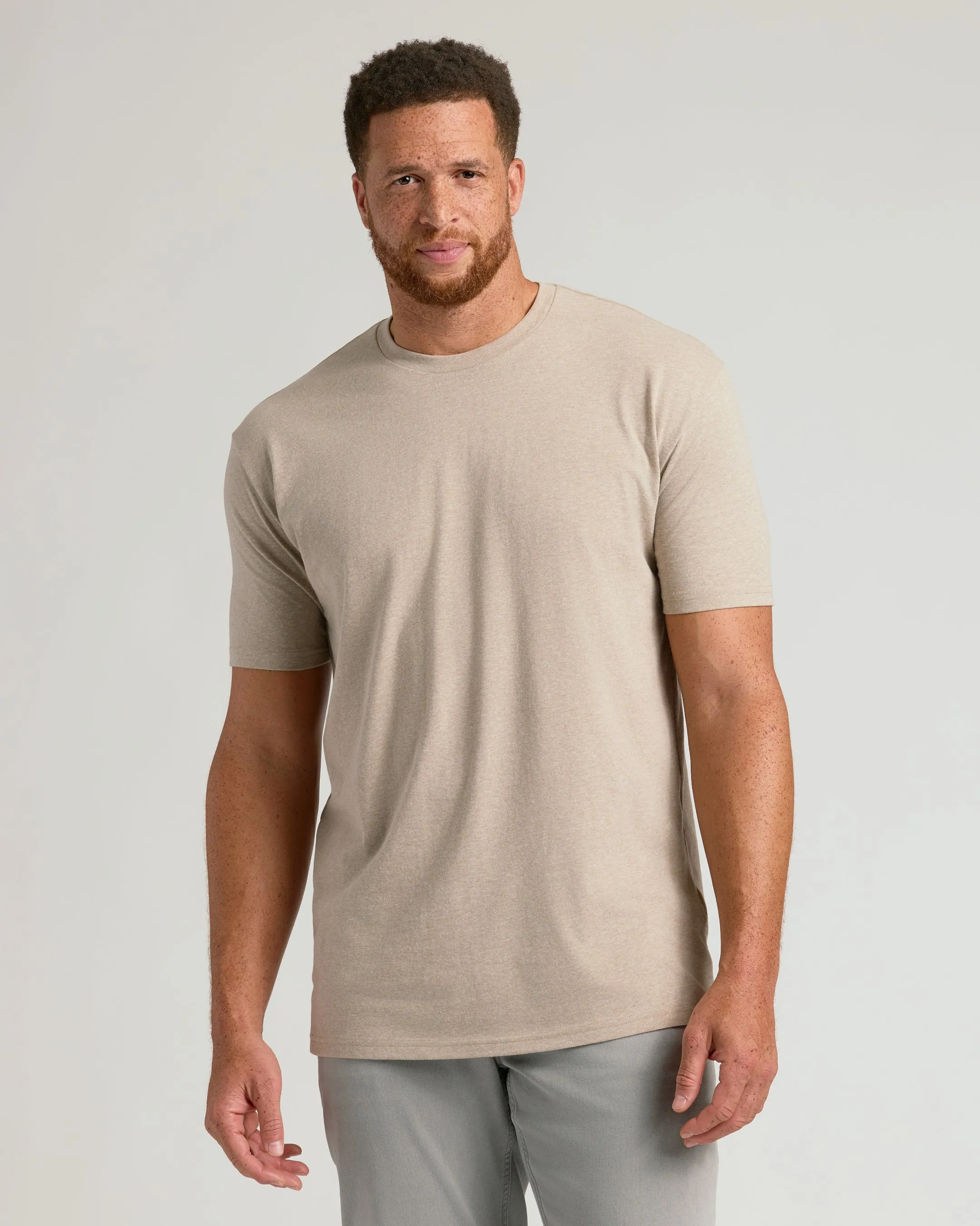 Heather Fennel Tall Straight Hem Crew Neck T-Shirt sold by True Classic
