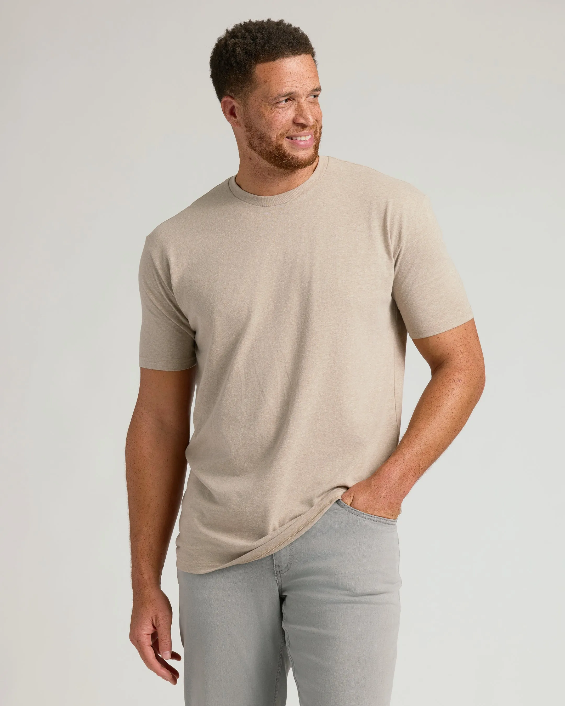 Heather Fennel Tall Straight Hem Crew Neck T-Shirt sold by True Classic product image thumbnail 4