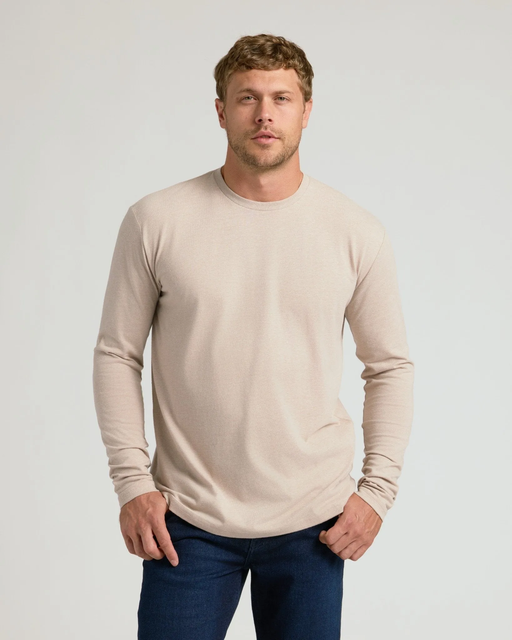 Heather Truffle Classic Long Sleeve Crew Neck sold by True Classic