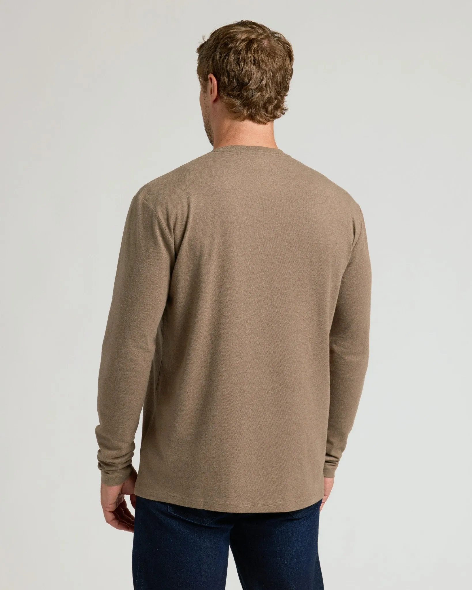 Dark Heather Sagewood Classic Long Sleeve Crew Neck sold by True Classic product image thumbnail 3