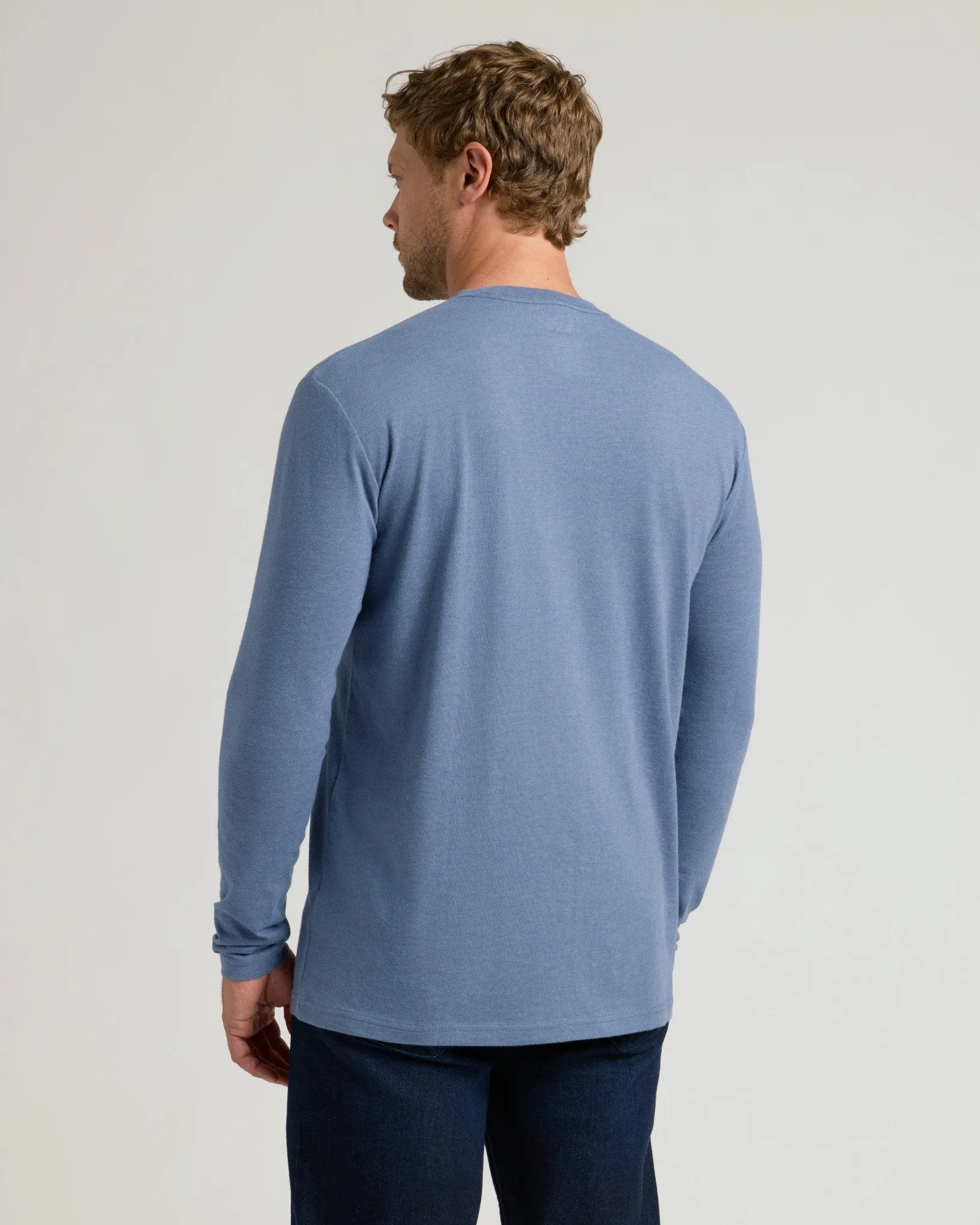 Dark Heather Vintage Navy Classic Long Sleeve Crew Neck sold by True Classic product image thumbnail 3
