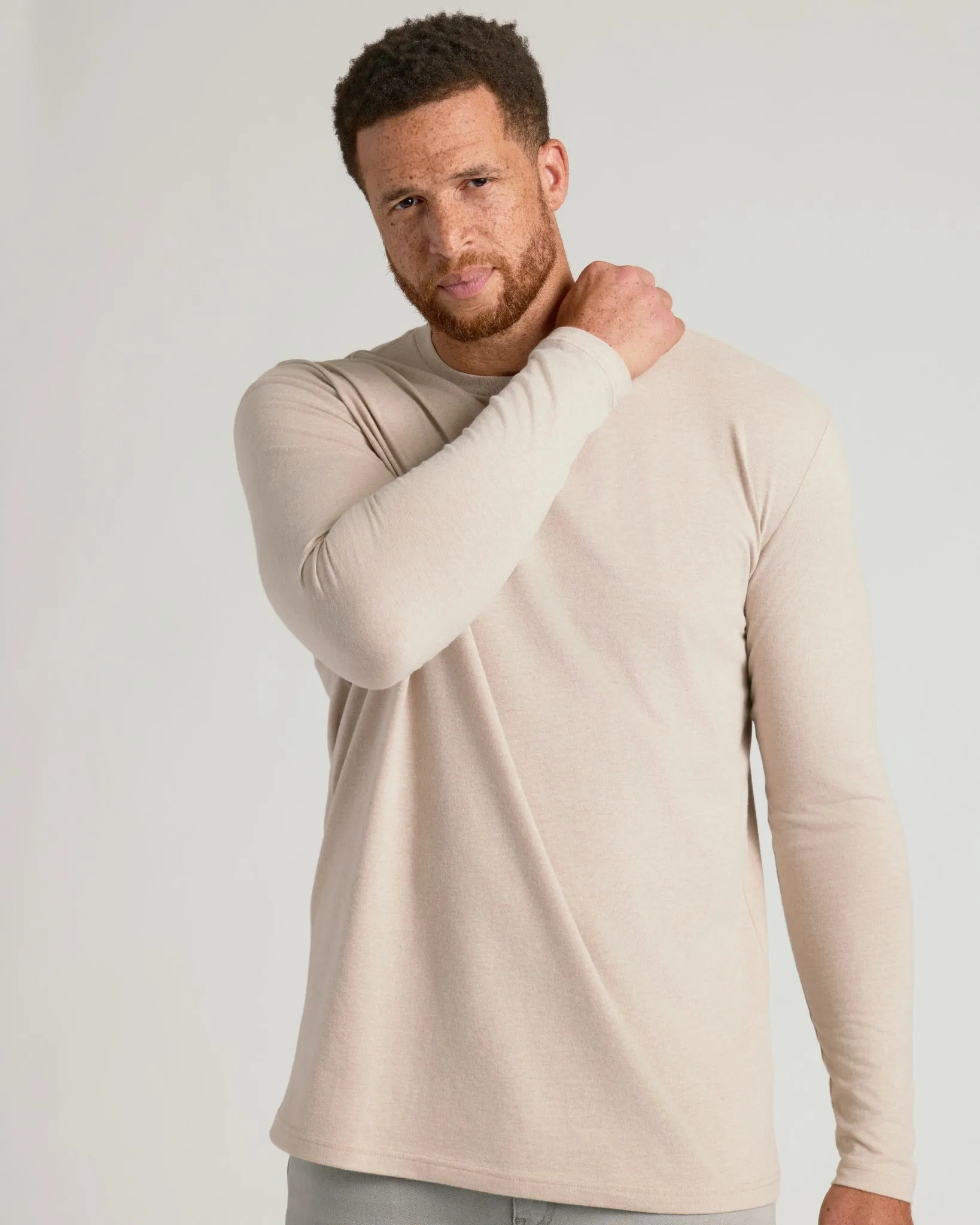 Heather Truffle Tall Long Sleeve T Shirt sold by True Classic product image thumbnail 4