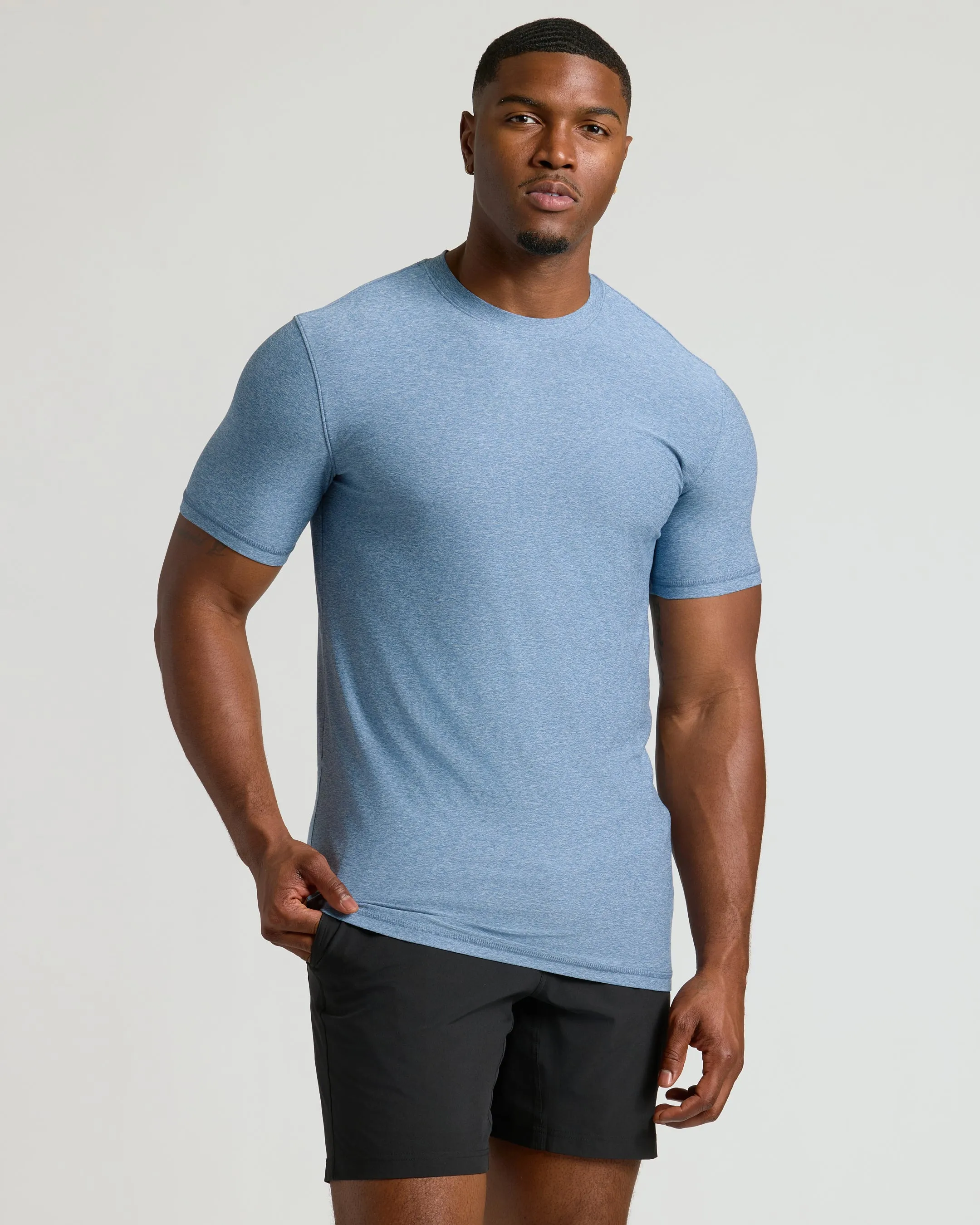 Heather Azul Tall Active Crew Neck 2.0 sold by True Classic