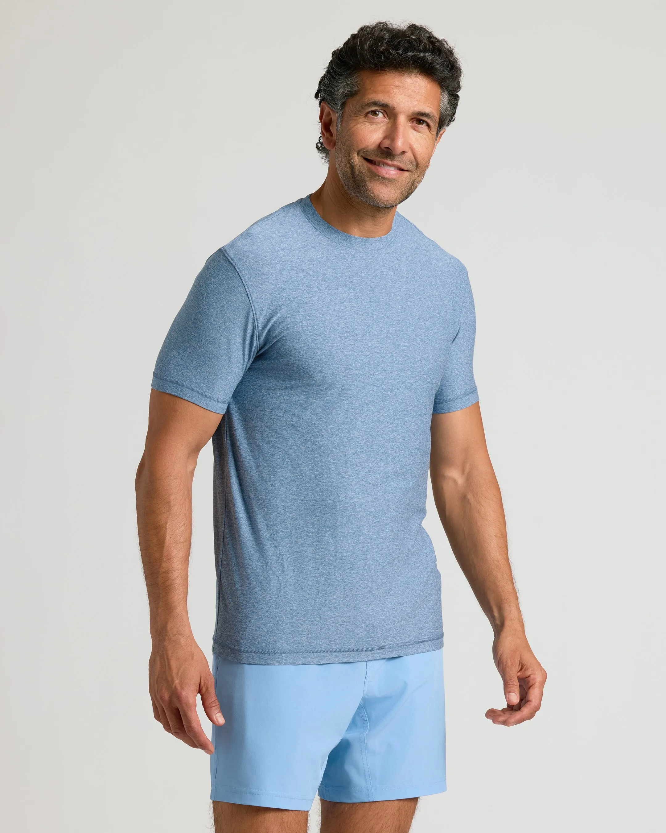 Heather Azul Active Crew Neck Tee sold by True Classic