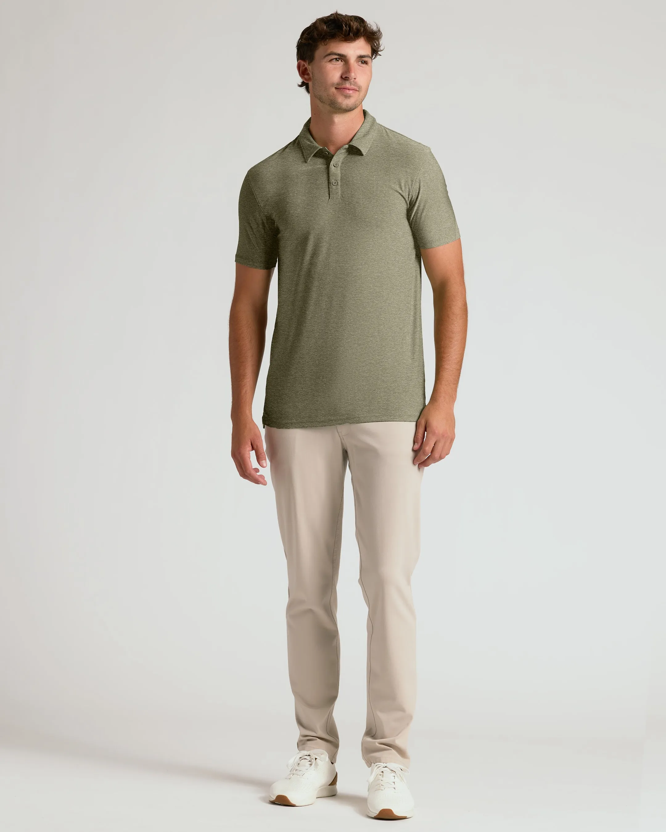 Heather Military Green Short Sleeve Tall Active Polo sold by True Classic product image thumbnail 5