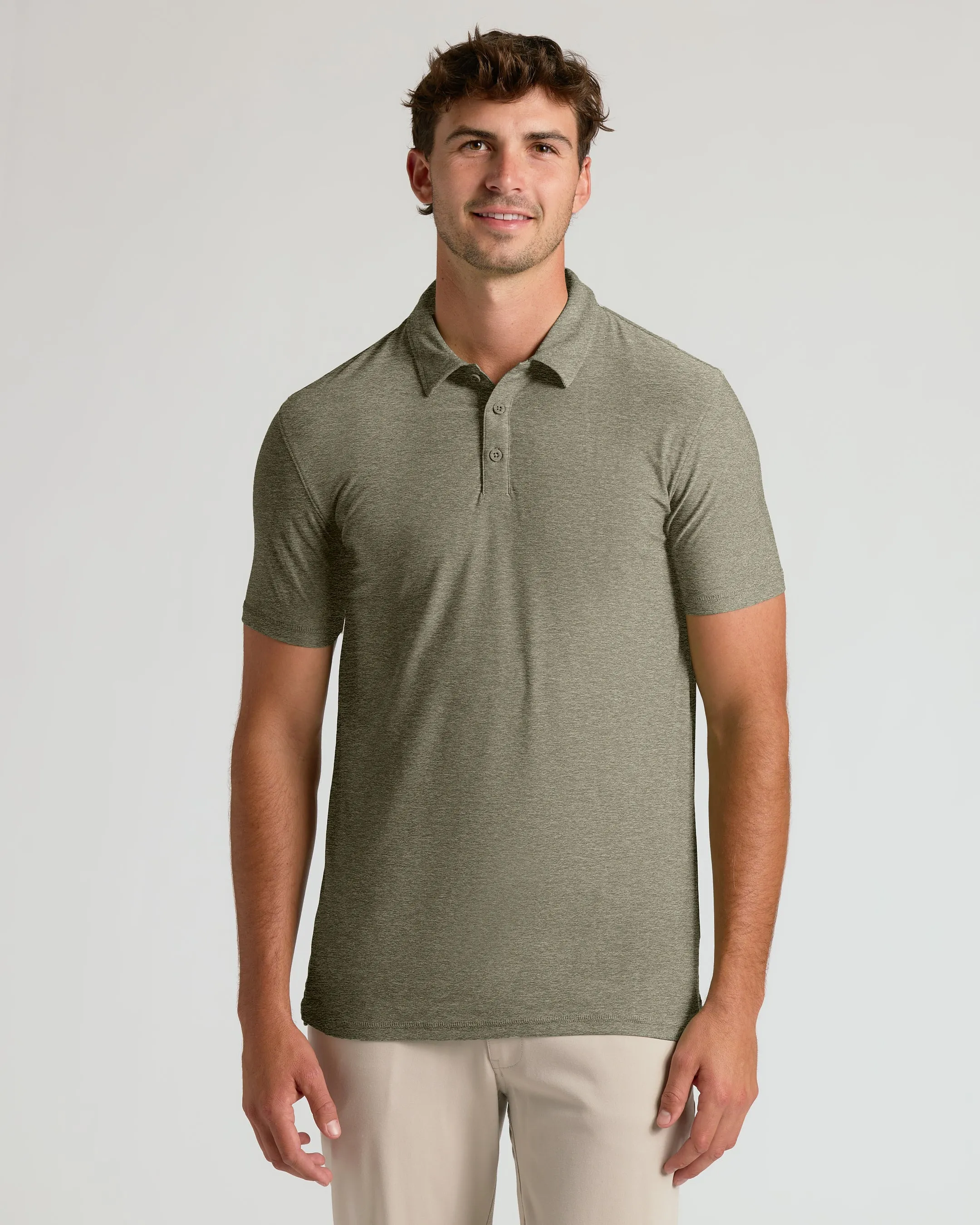 Heather Military Green Short Sleeve Tall Active Polo sold by True Classic