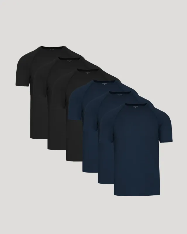 Black & Navy Active Mesh Crew 6-Pack sold by True Classic