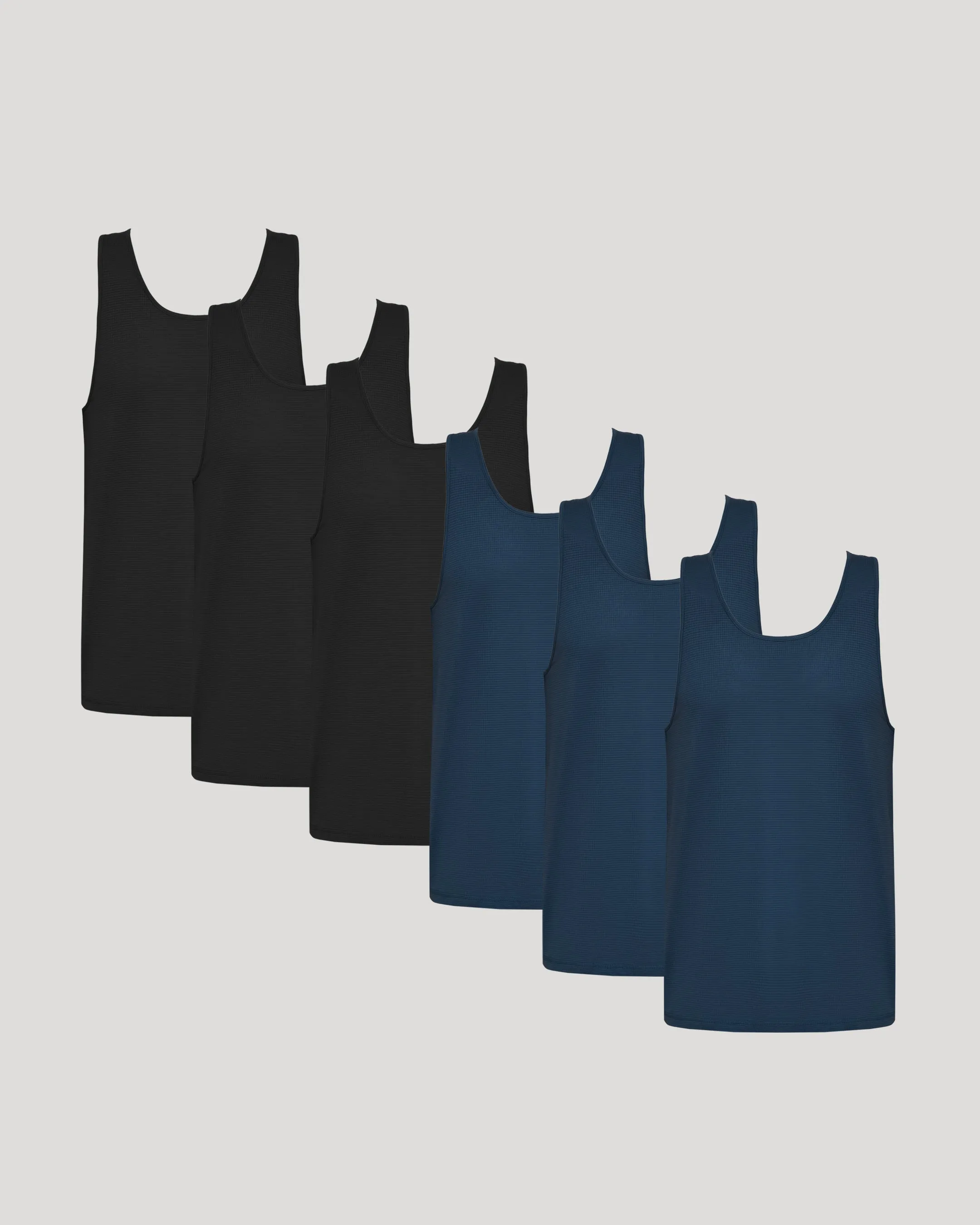 Black & Navy Active Mesh Tank 6-Pack sold by True Classic