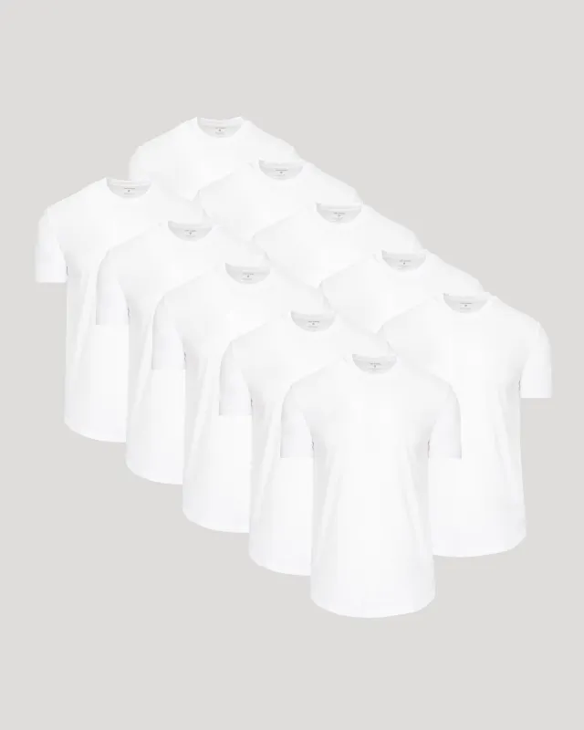 All White Curved Hem Classic Crew Neck 10-Pack sold by True Classic