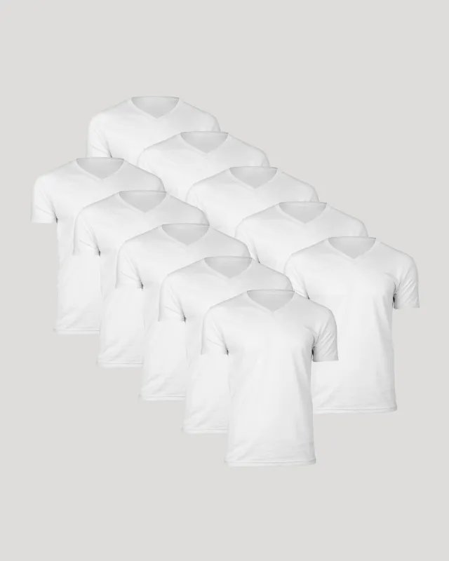 All White Classic V-Neck 10-Pack sold by True Classic