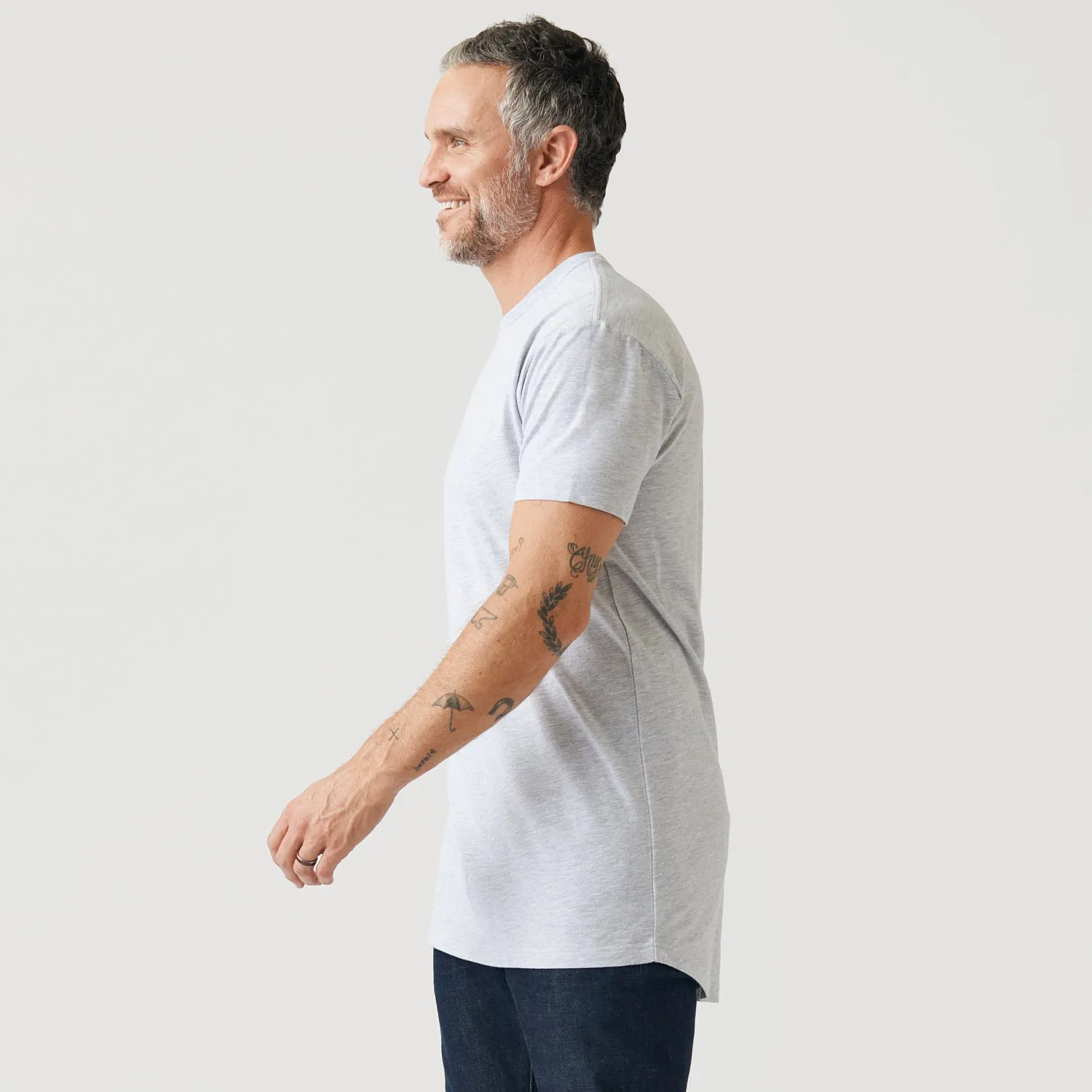 Light Heather Gray Tall Round Hem Crew Neck T-Shirt sold by True Classic product image thumbnail 4