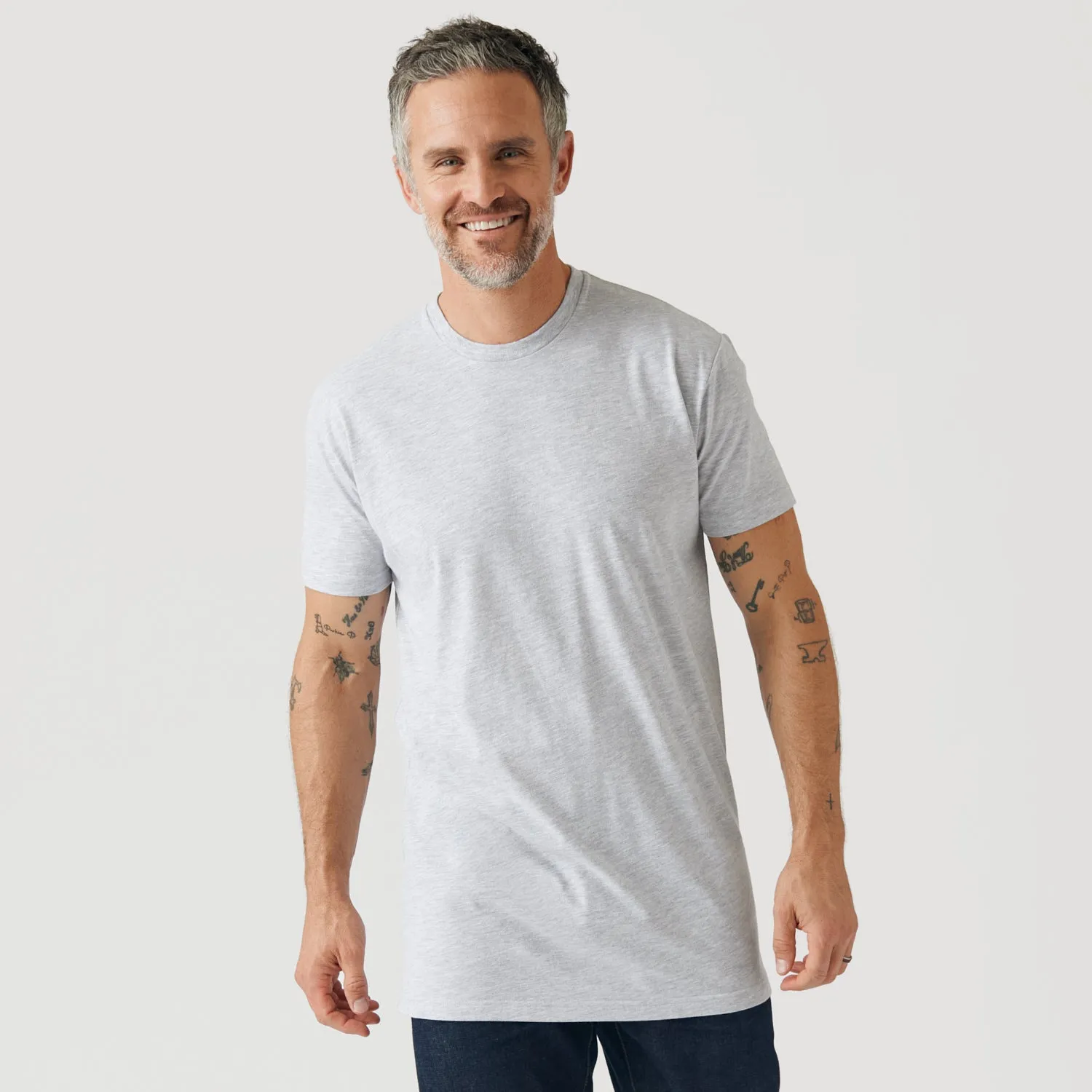 Light Heather Gray Tall Round Hem Crew Neck T-Shirt sold by True Classic