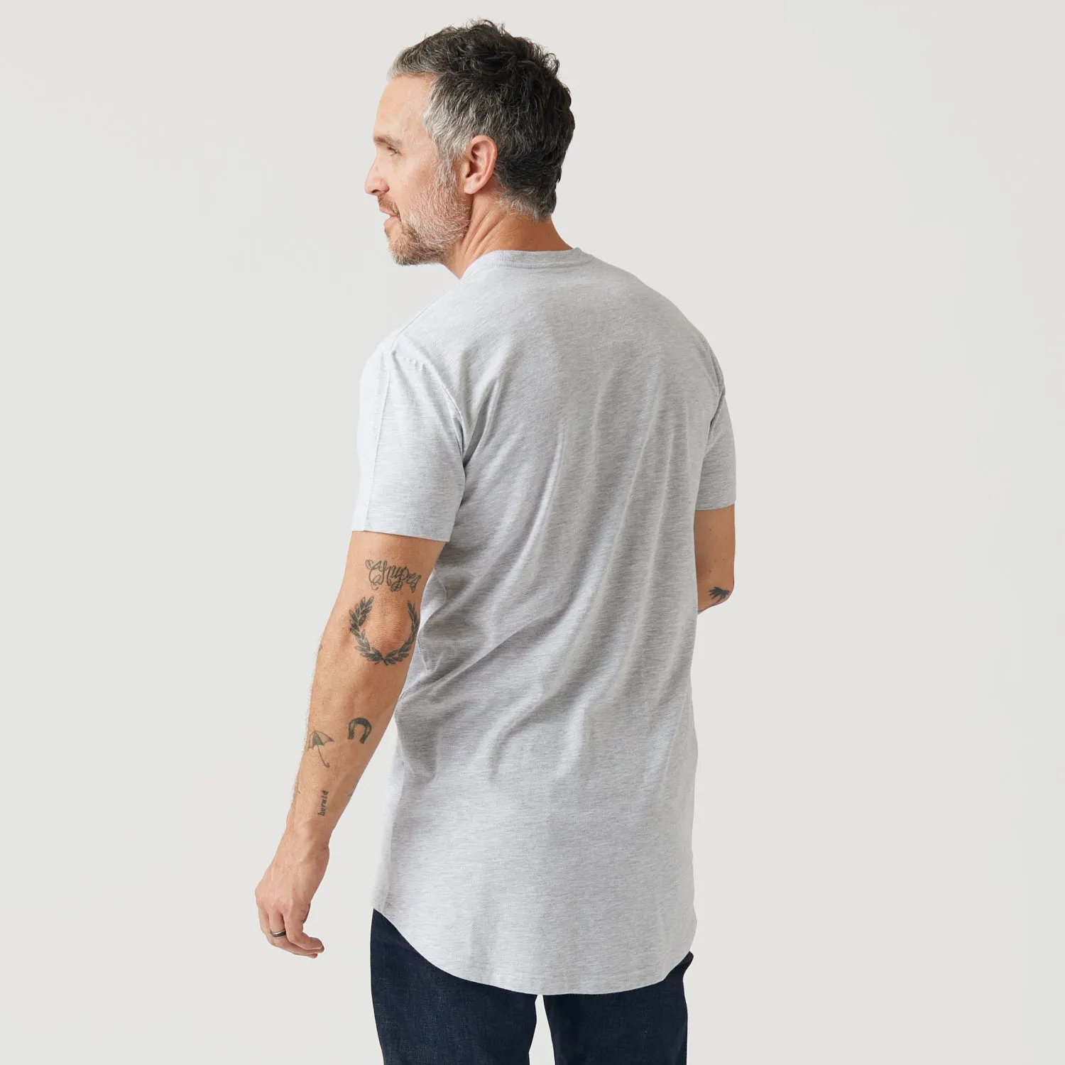 Light Heather Gray Tall Round Hem Crew Neck T-Shirt sold by True Classic product image thumbnail 3