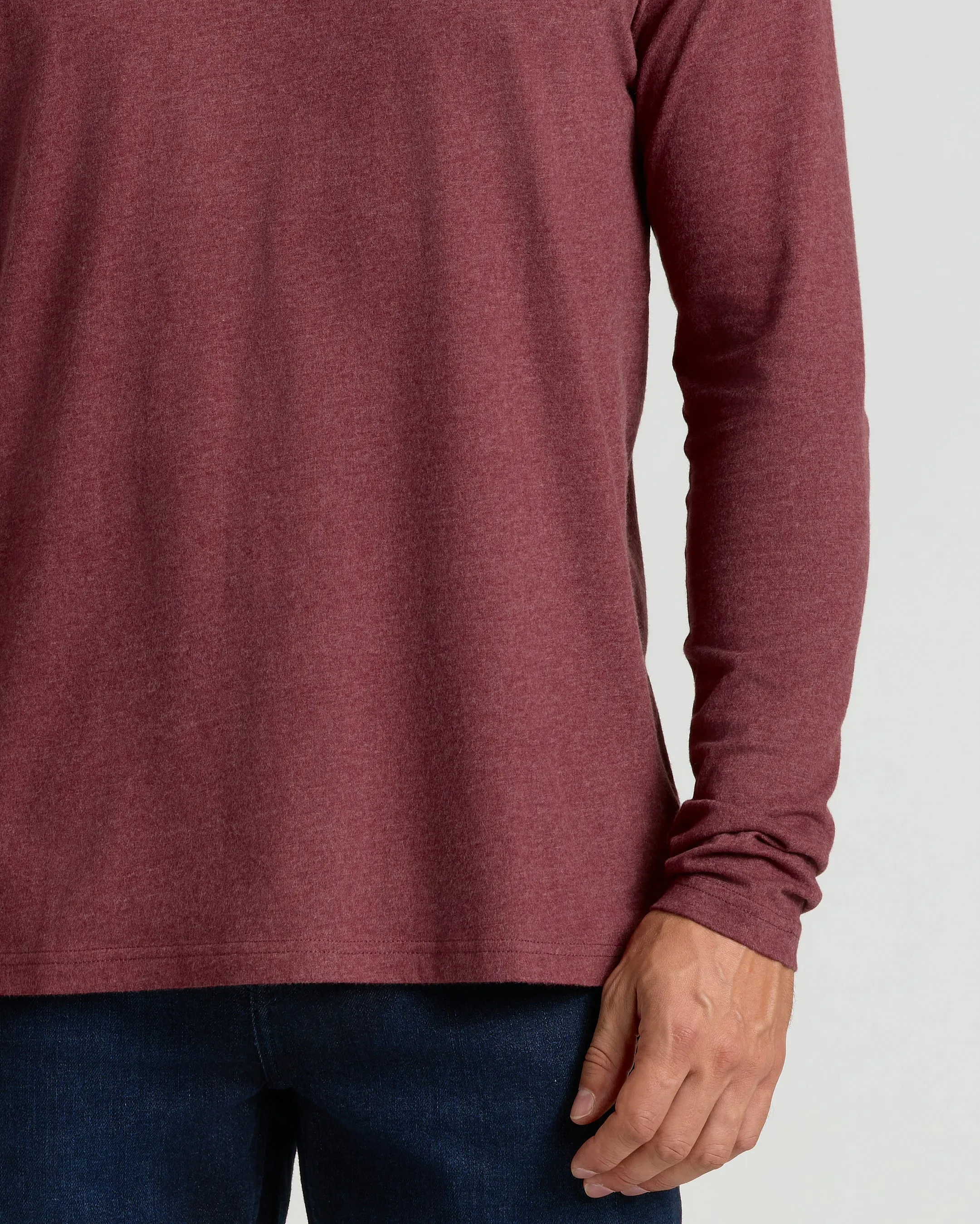 Dark Heather Clovewood Classic Long Sleeve Crew Neck sold by True Classic product image thumbnail 5