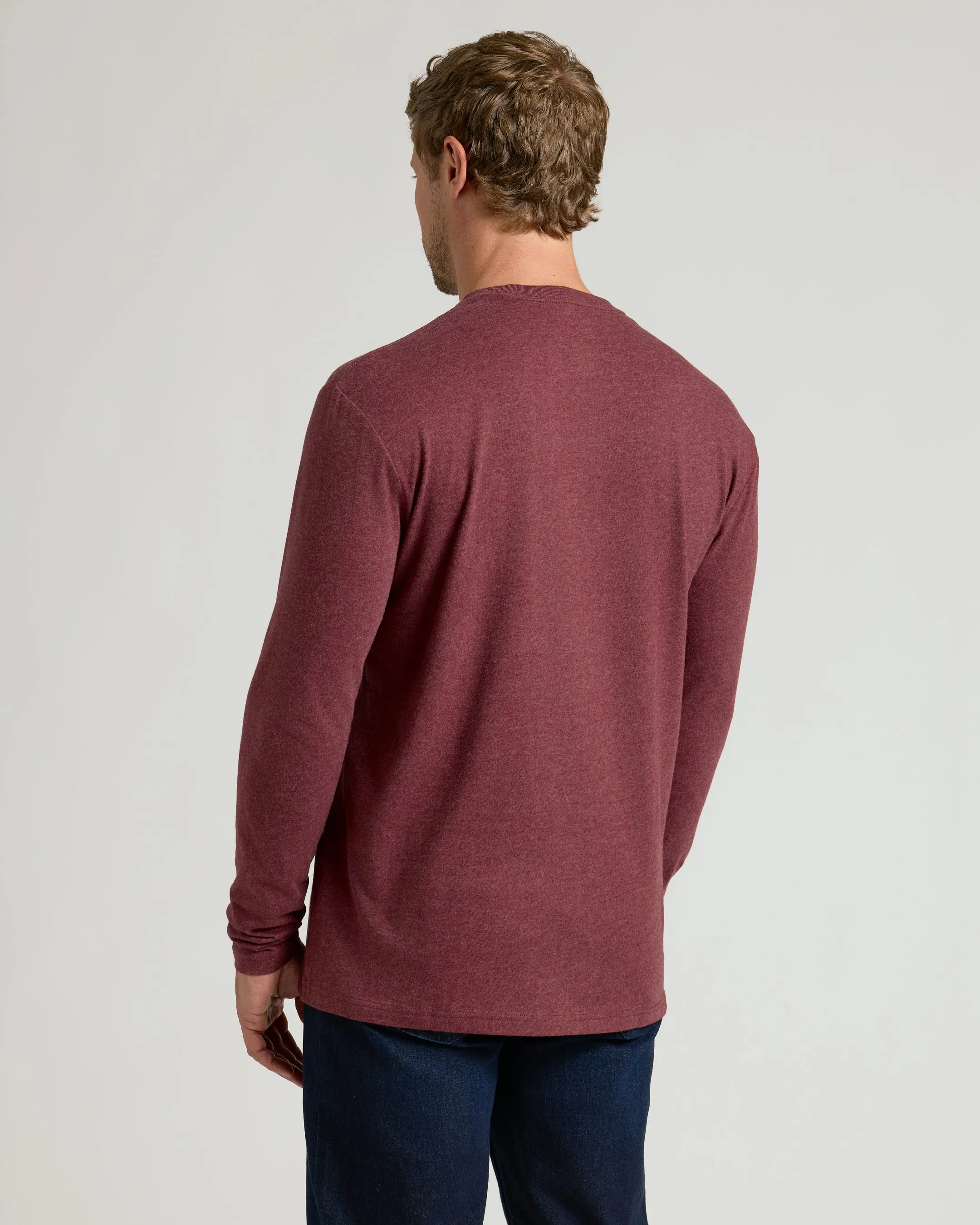 Dark Heather Clovewood Classic Long Sleeve Crew Neck sold by True Classic product image thumbnail 3