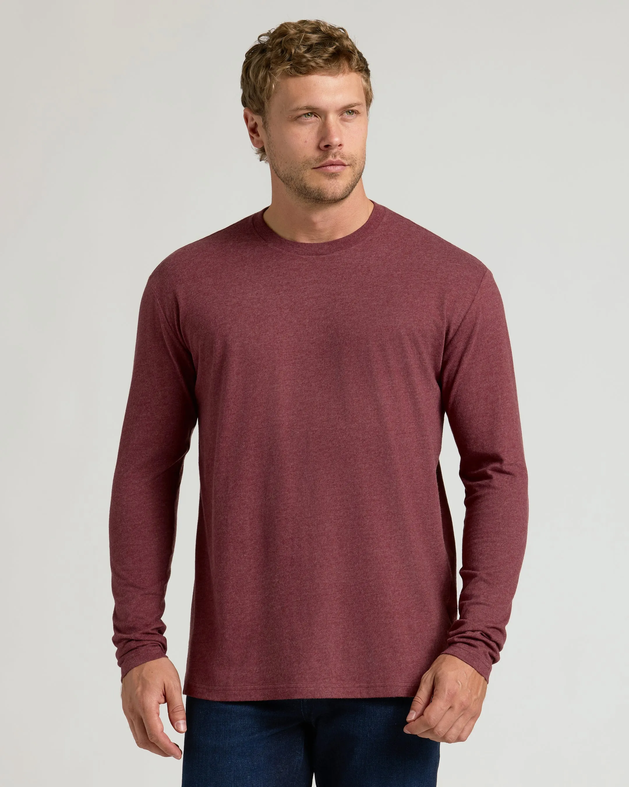 Dark Heather Clovewood Classic Long Sleeve Crew Neck sold by True Classic