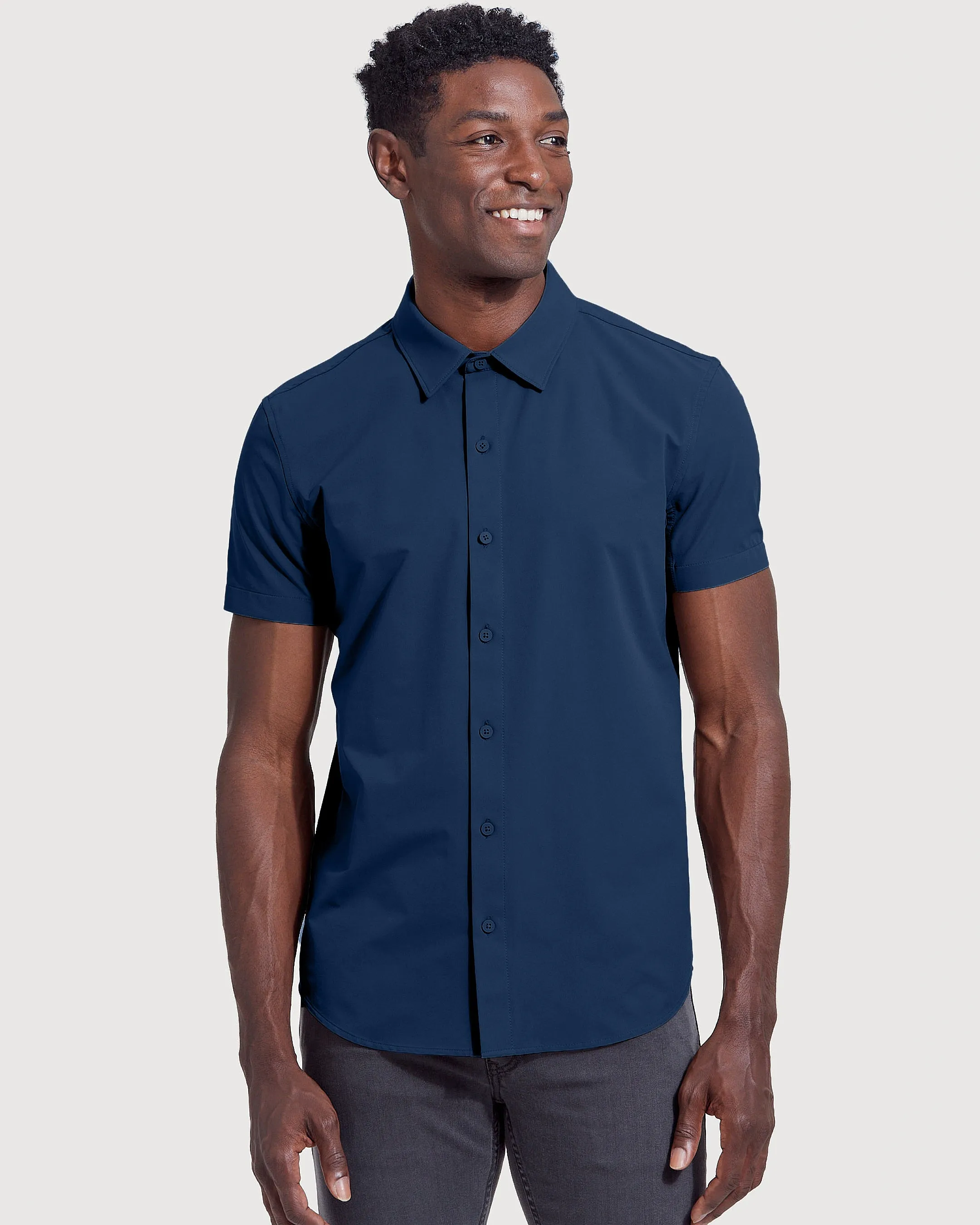 Navy & White Commuter Short Sleeve Shirt 2-Pack sold by True Classic product image thumbnail 2