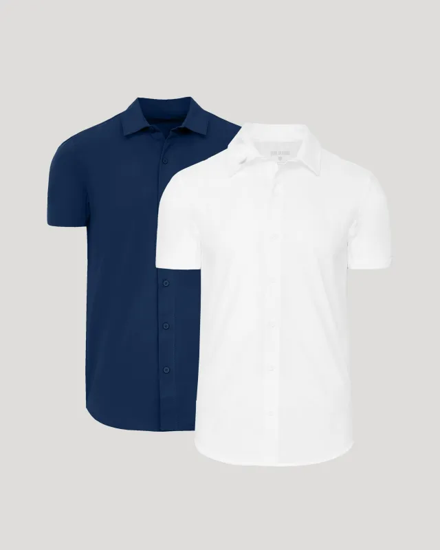 Navy & White Commuter Short Sleeve Shirt 2-Pack sold by True Classic