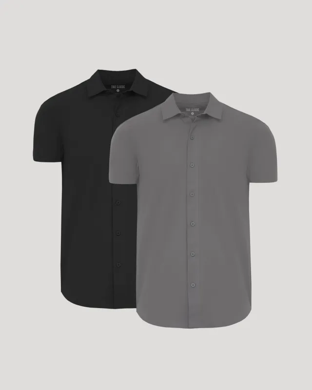 Black & Carbon Commuter Short Sleeve Shirt 2-Pack sold by True Classic
