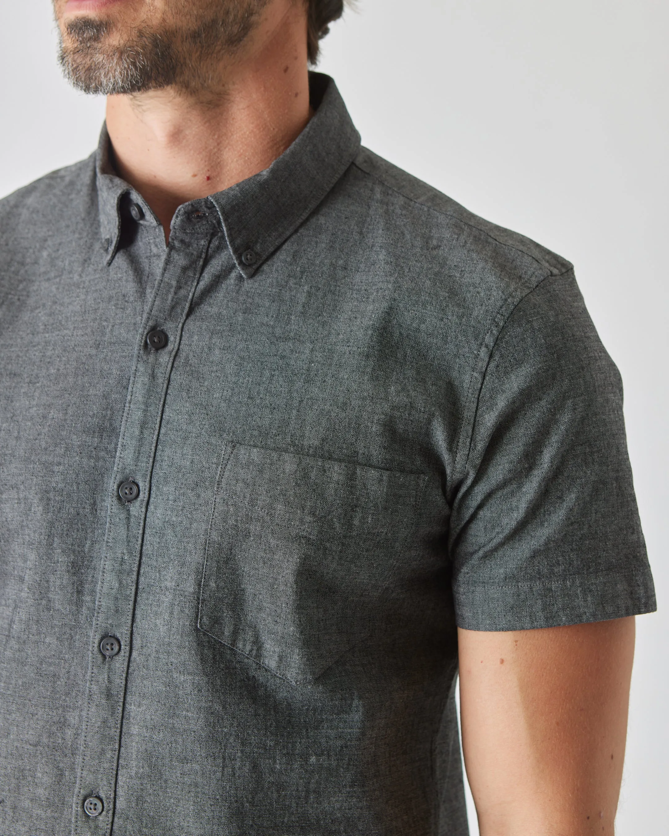 Black Wash & Light Indigo Wash Short Sleeve Stretch Chambray Shirt 2-Pack sold by True Classic product image thumbnail 5