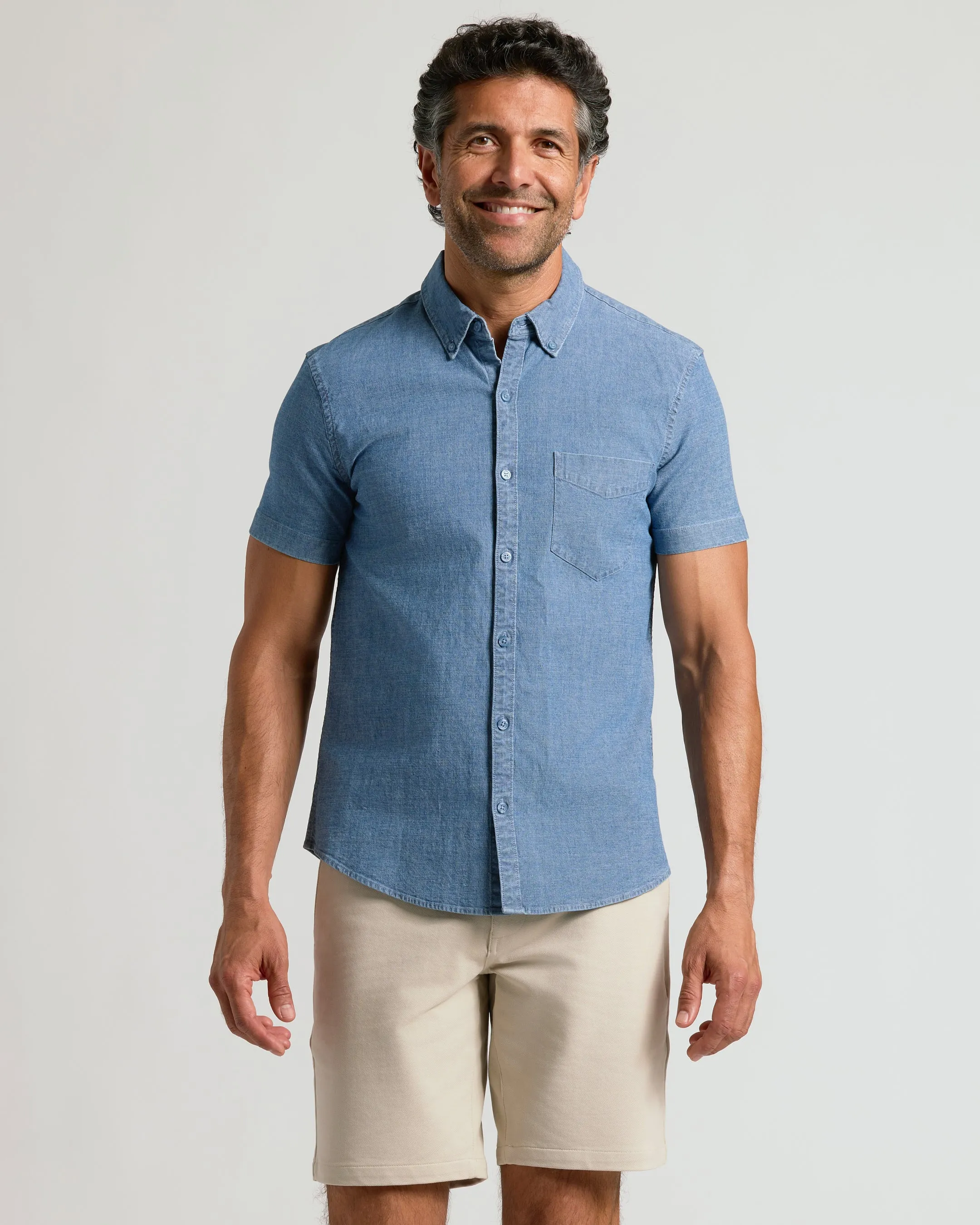 Black Wash & Light Indigo Wash Short Sleeve Stretch Chambray Shirt 2-Pack sold by True Classic product image thumbnail 2