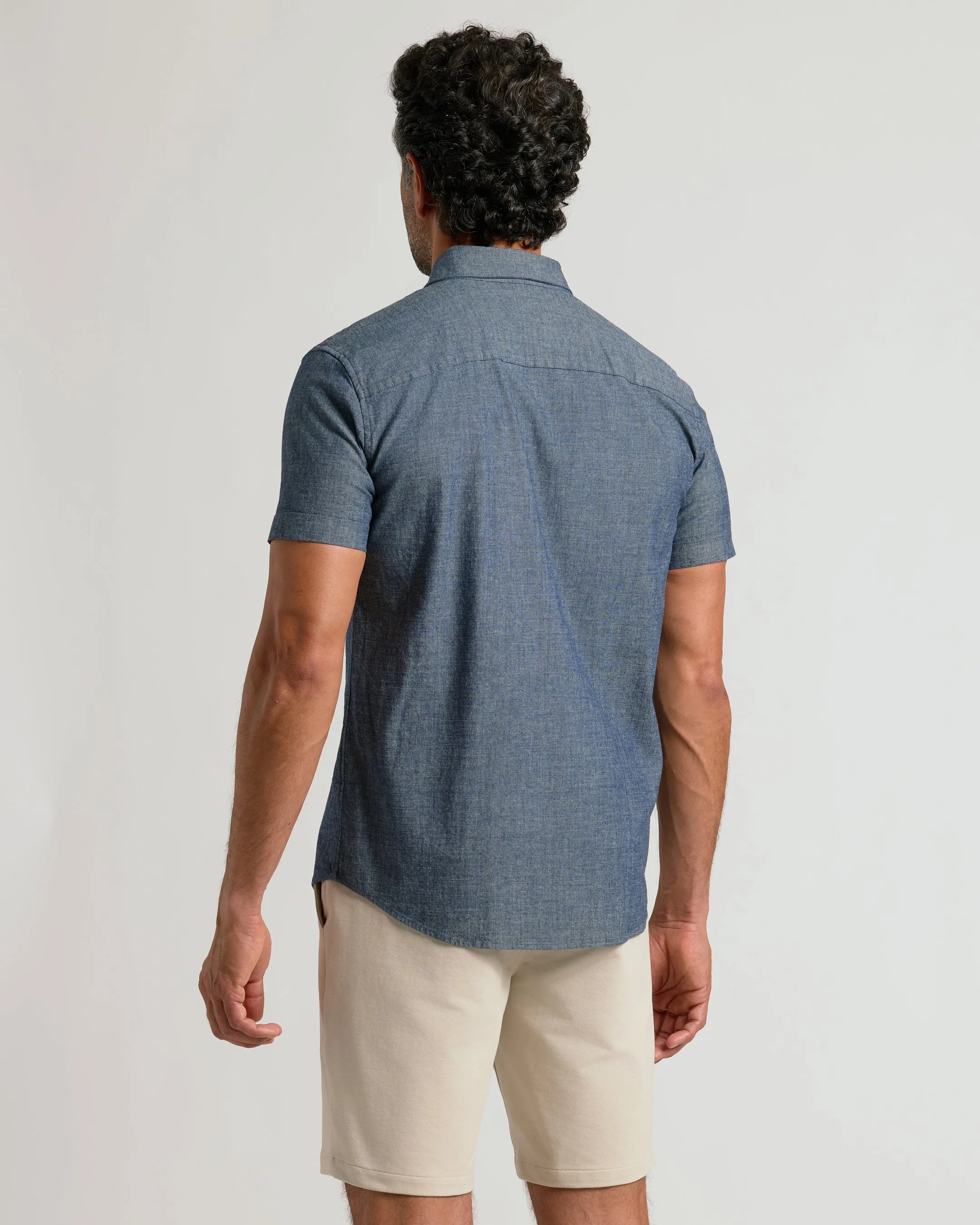 Black Wash & Medium Indigo Wash Short Sleeve Stretch Chambray Shirt 2-Pack sold by True Classic product image thumbnail 3