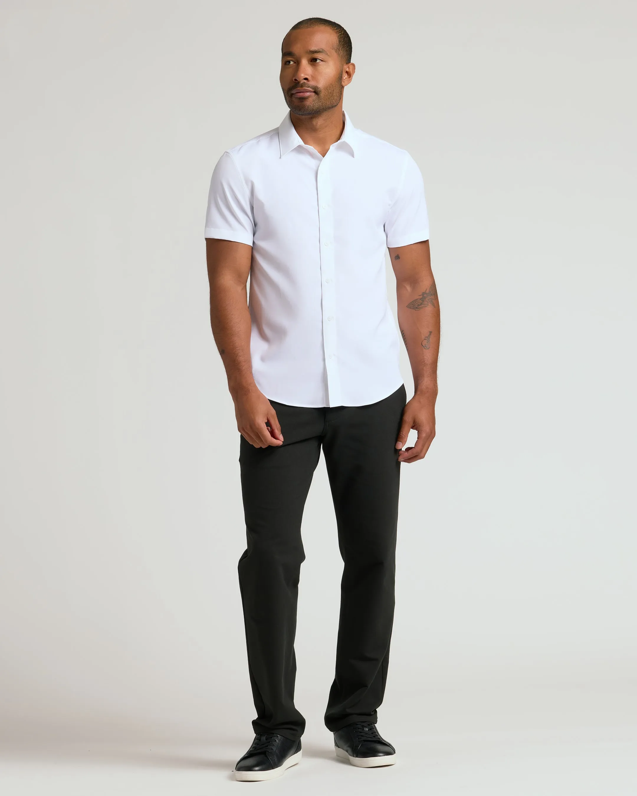 All White Short Sleeve Performance Dress Shirt 2-Pack sold by True Classic product image thumbnail 5