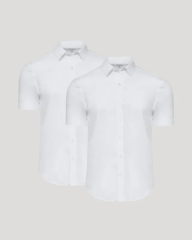 All White Short Sleeve Performance Dress Shirt 2-Pack sold by True Classic