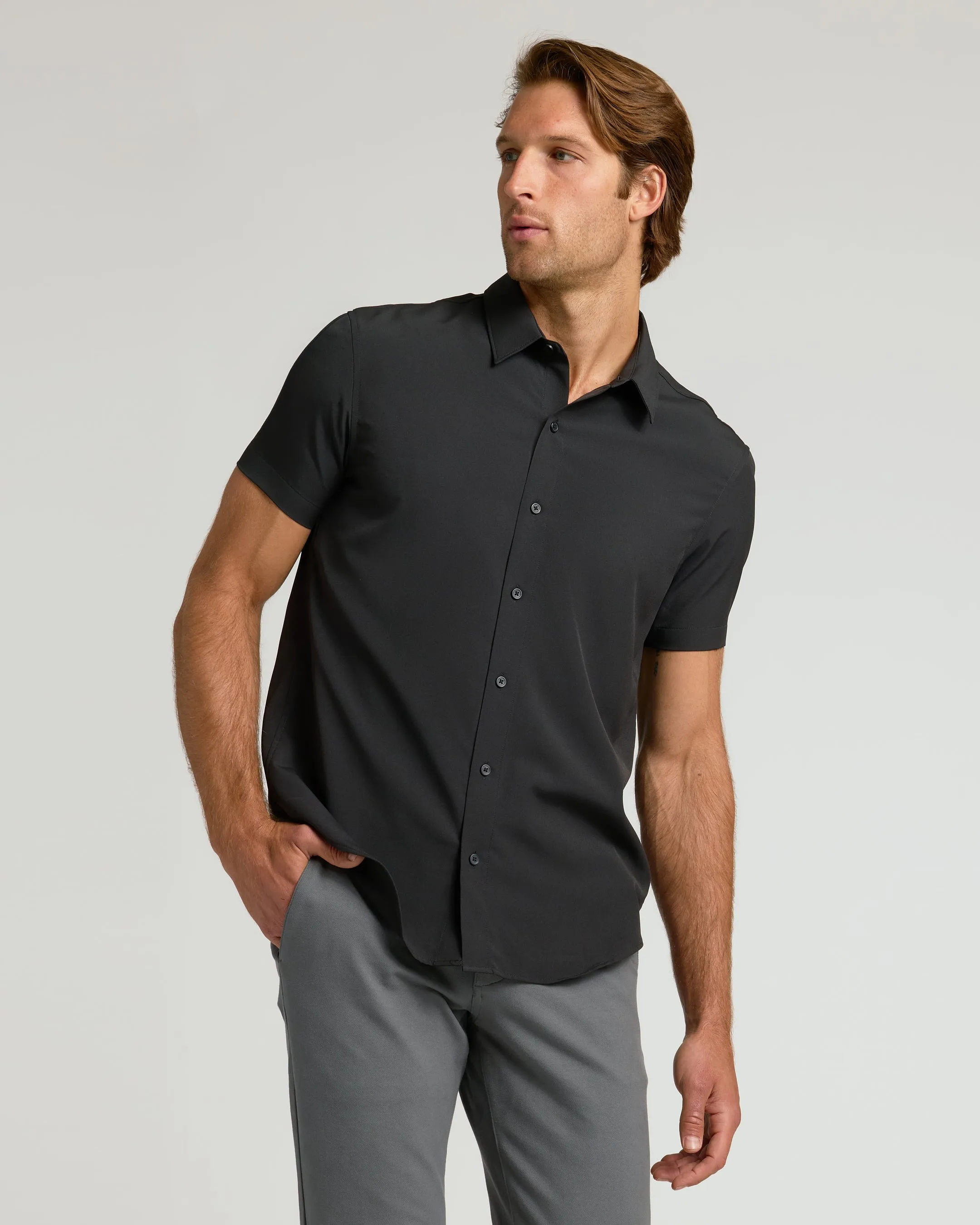 All Black Short Sleeve Performance Dress Shirt 2-Pack sold by True Classic product image thumbnail 4