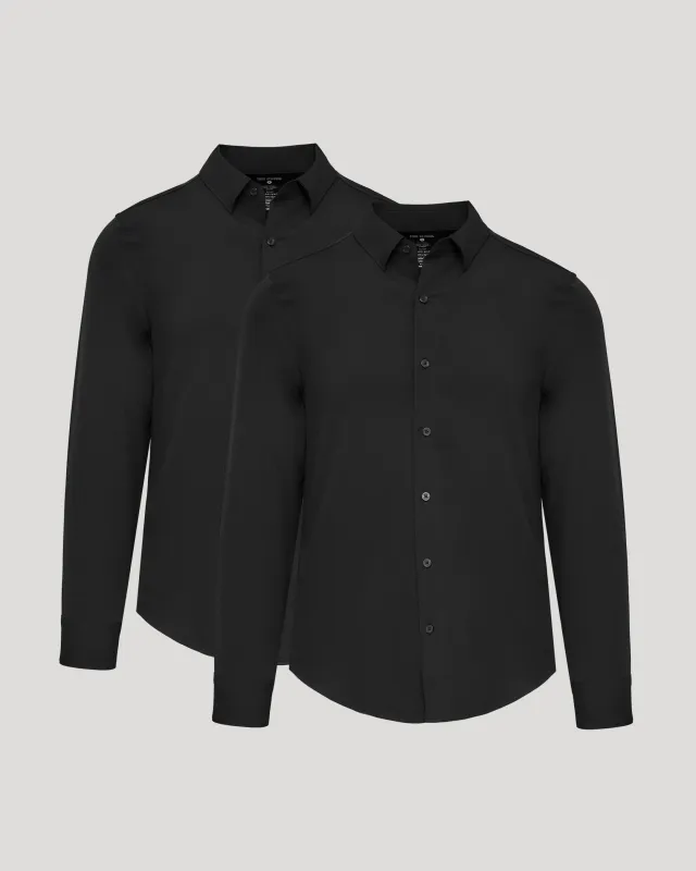 All Black Long Sleeve Performance Dress Shirt 2-Pack sold by True Classic