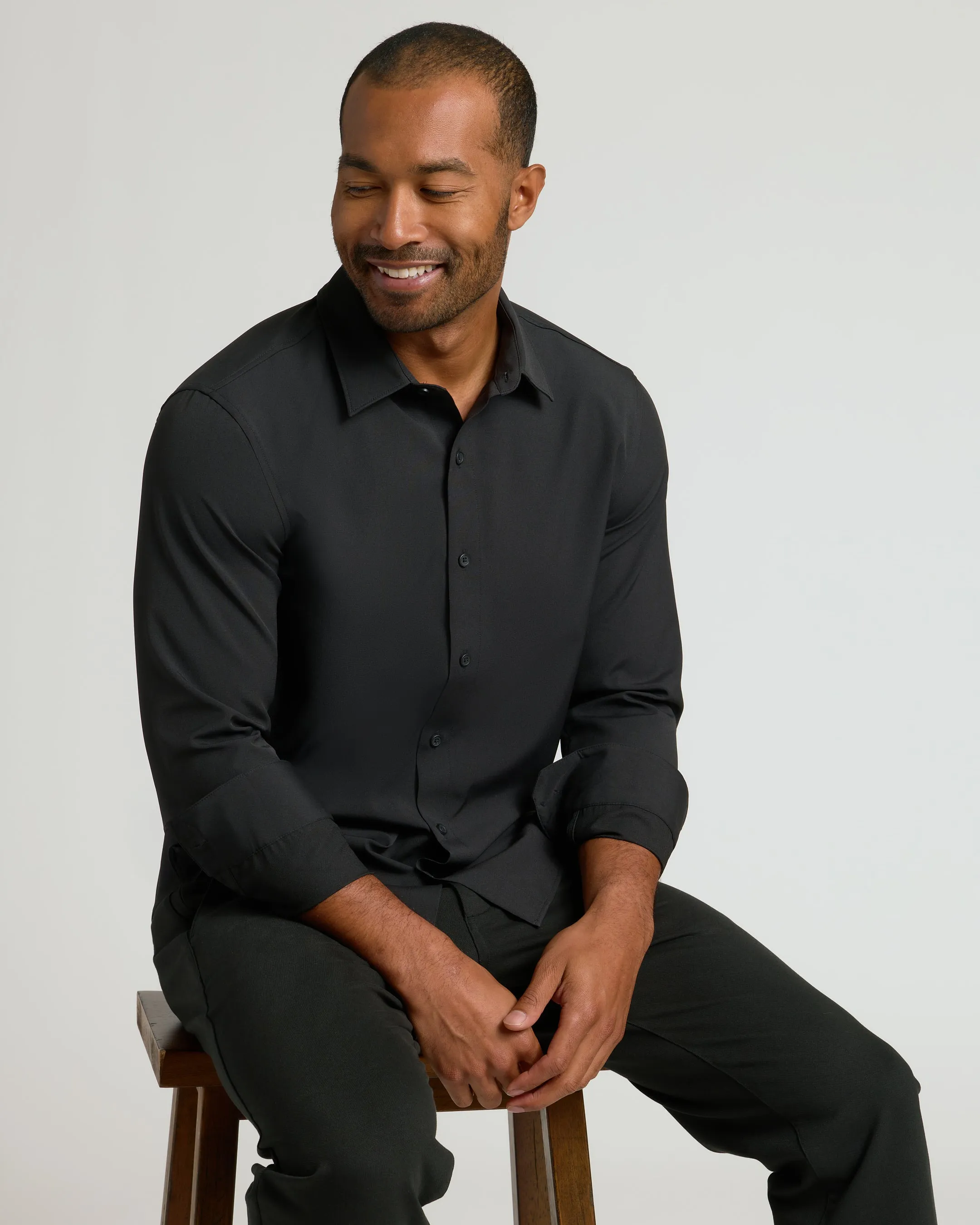 All Black Long Sleeve Performance Dress Shirt 2-Pack sold by True Classic product image thumbnail 4