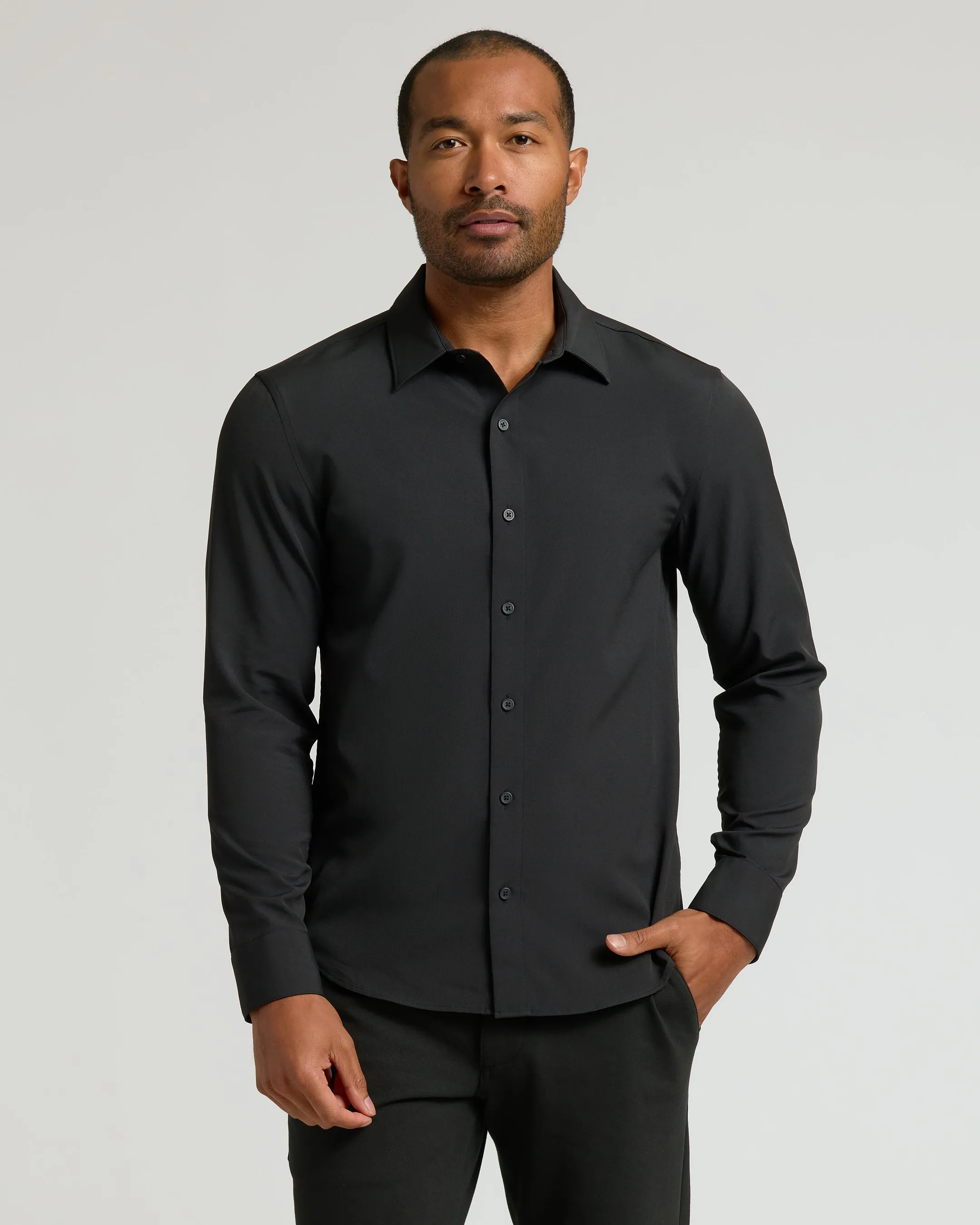 All Black Long Sleeve Performance Dress Shirt 2-Pack sold by True Classic product image thumbnail 2