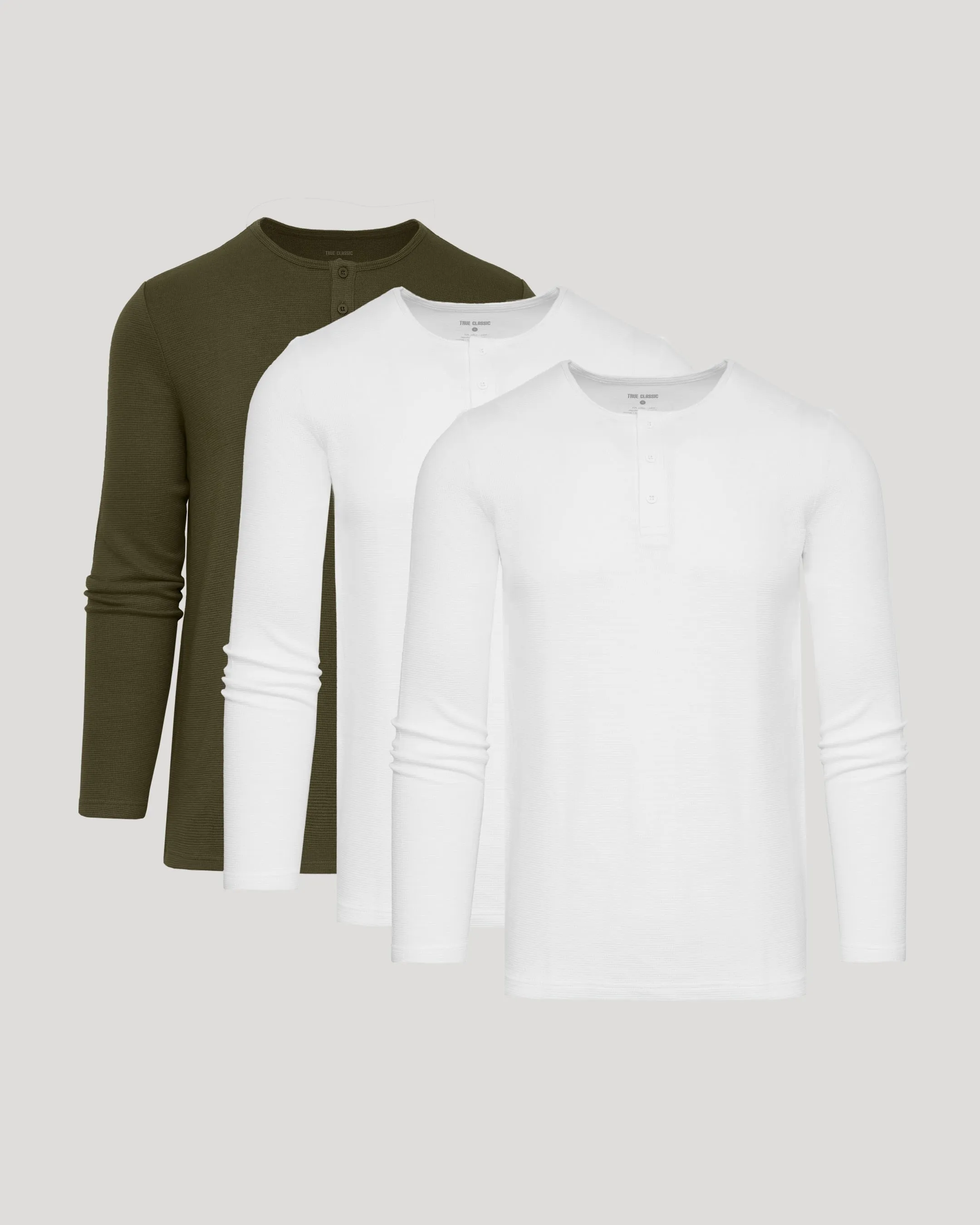 Waffle Long Sleeve Henley 3-Pack sold by True Classic