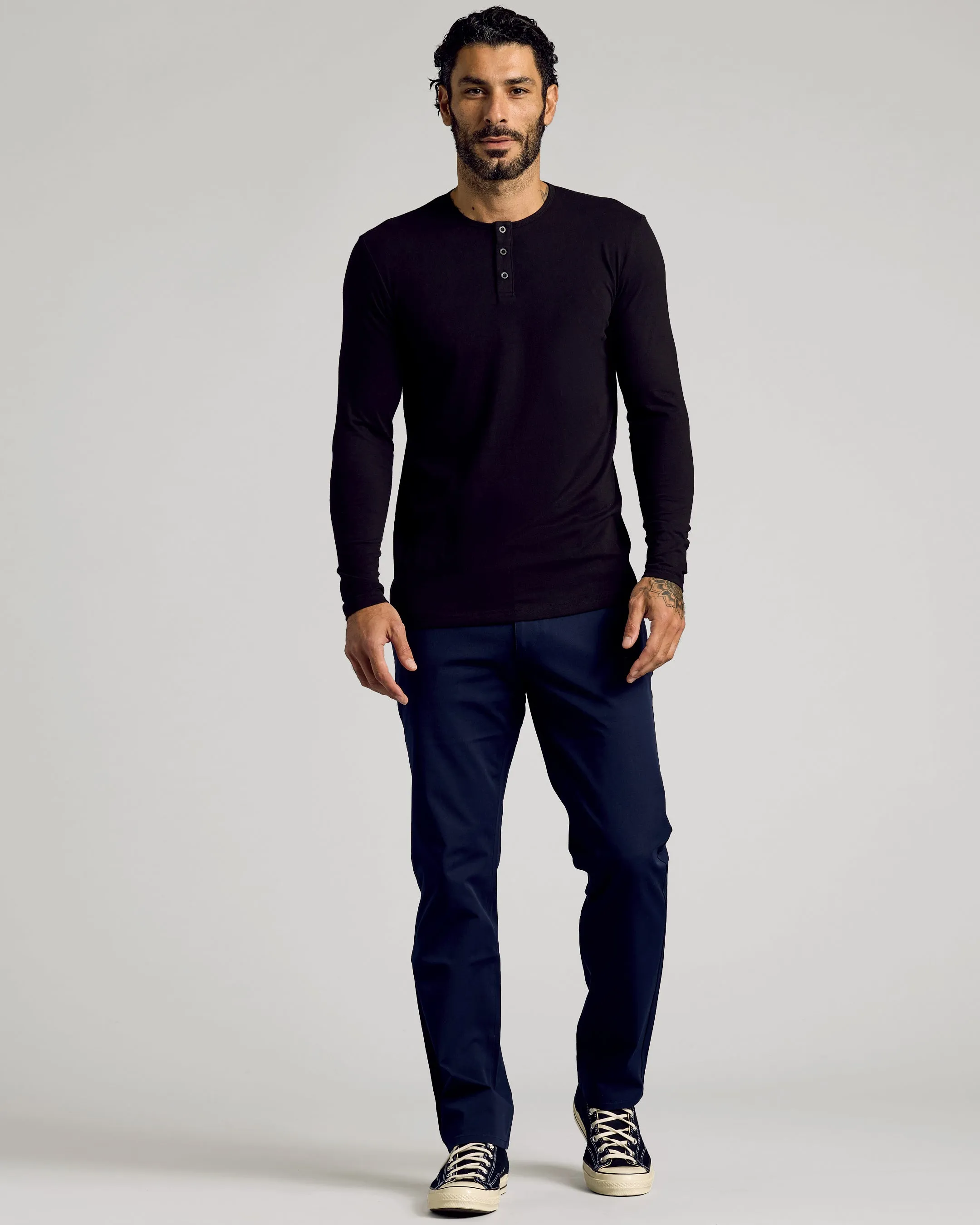 All Black Tall Classic Long Sleeve Henley 6-Pack sold by True Classic product image thumbnail 5