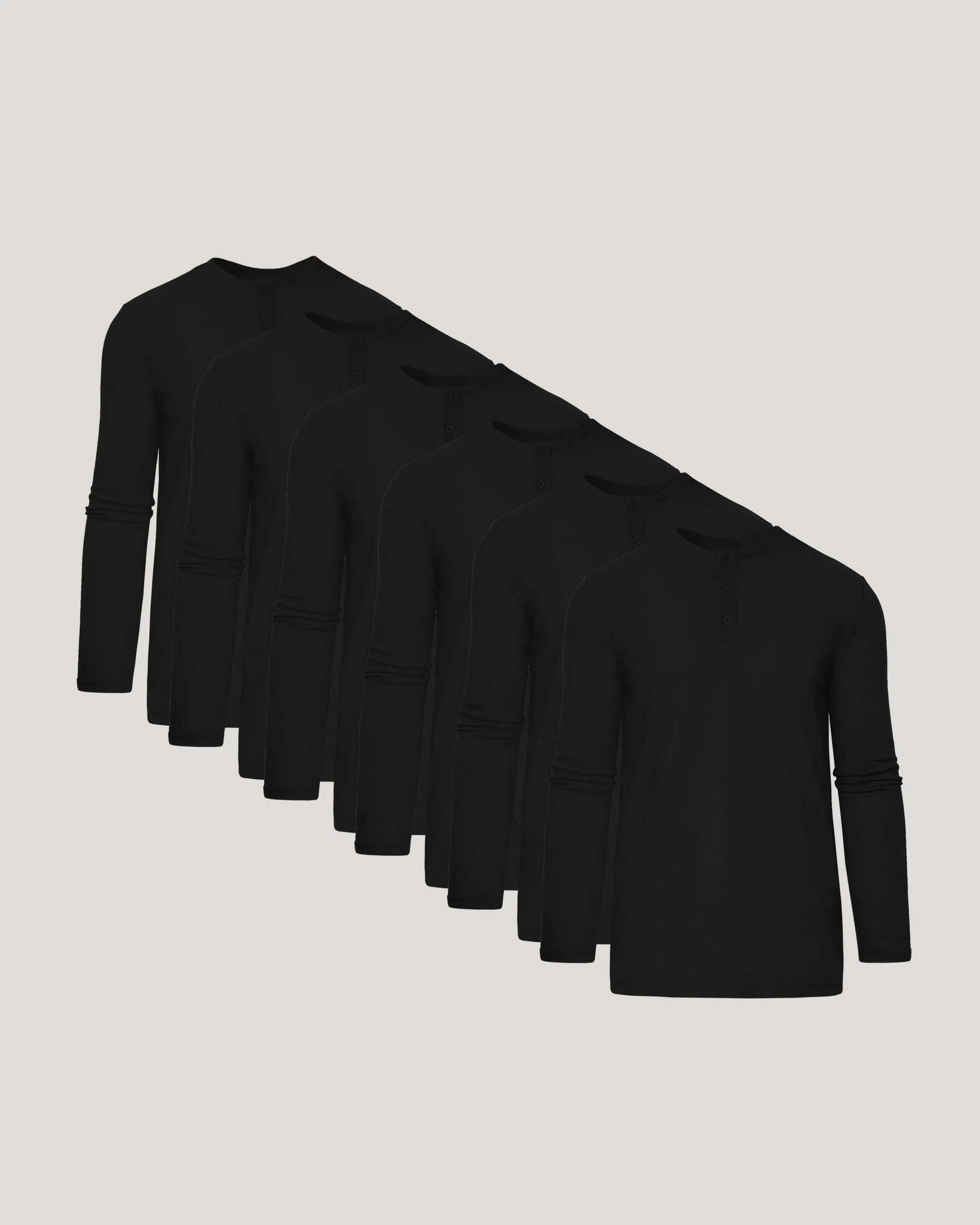 All Black Tall Classic Long Sleeve Henley 6-Pack sold by True Classic