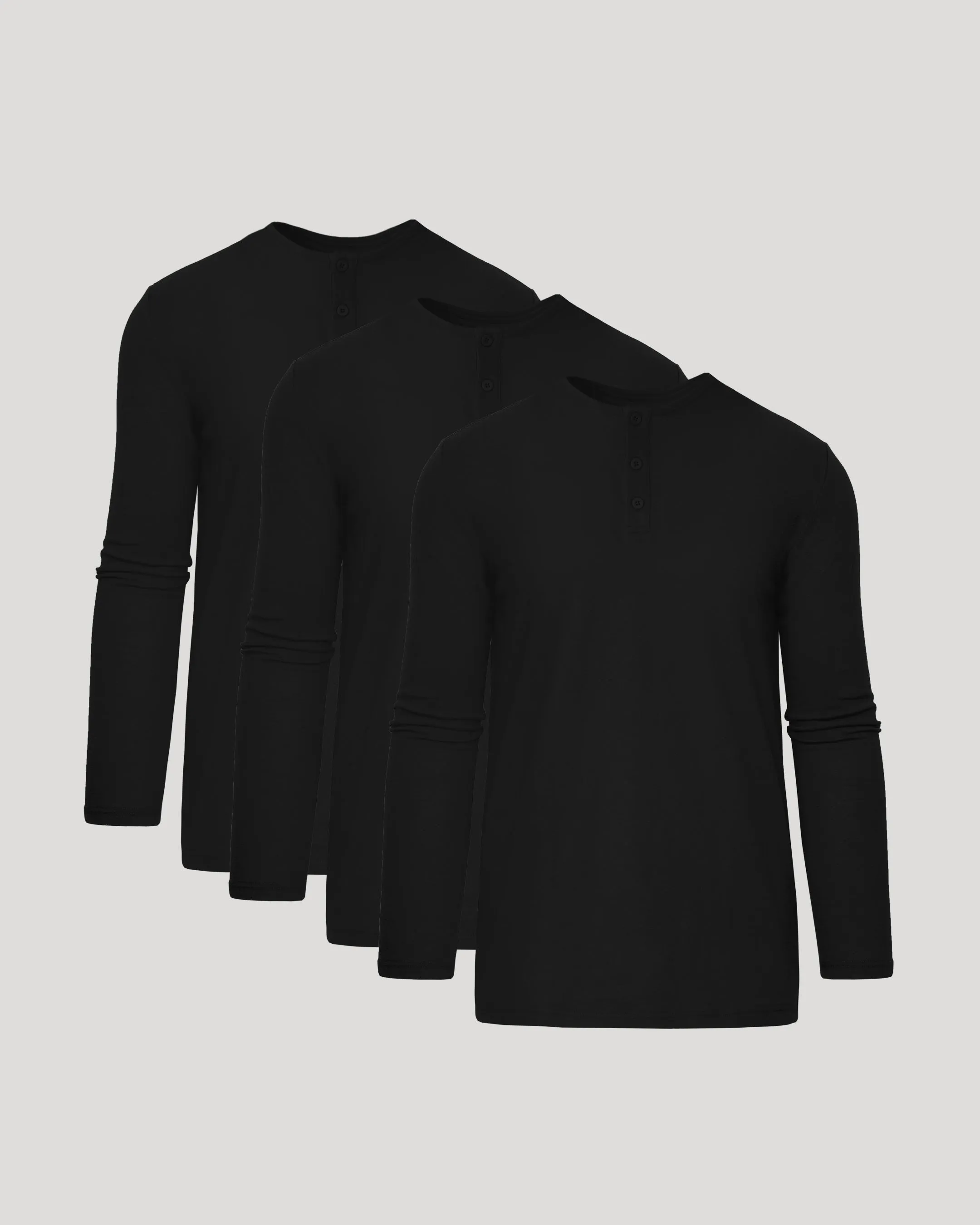 All Black Tall Classic Long Sleeve Henley 3-Pack sold by True Classic