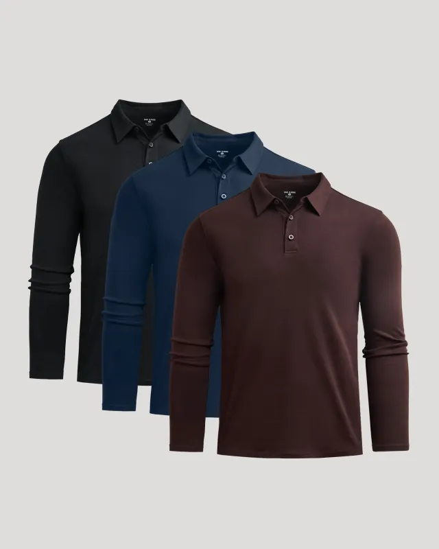 Core Premium Pima Long Sleeve Polo 3-Pack sold by True Classic