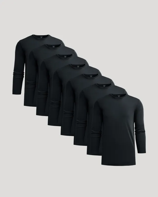 All Black Tall Premium Pima Long Sleeve Crew 7-Pack sold by True Classic