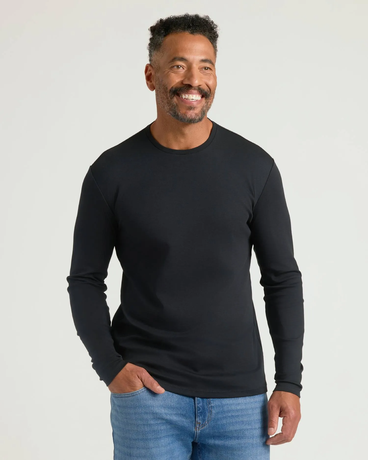 All Black Tall Premium Pima Long Sleeve Crew 4-Pack sold by True Classic product image thumbnail 2