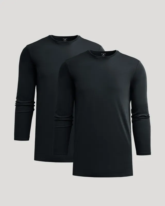 All Black Tall Long Sleeve Premium Pima Crew 2-Pack sold by True Classic