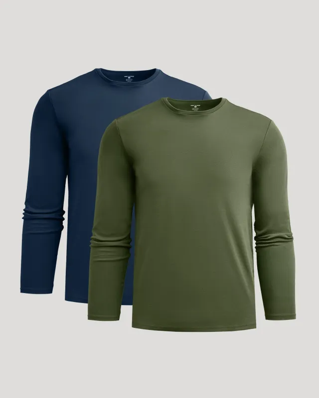 Navy & Grove Premium Pima Long Sleeve Crew 2-Pack sold by True Classic
