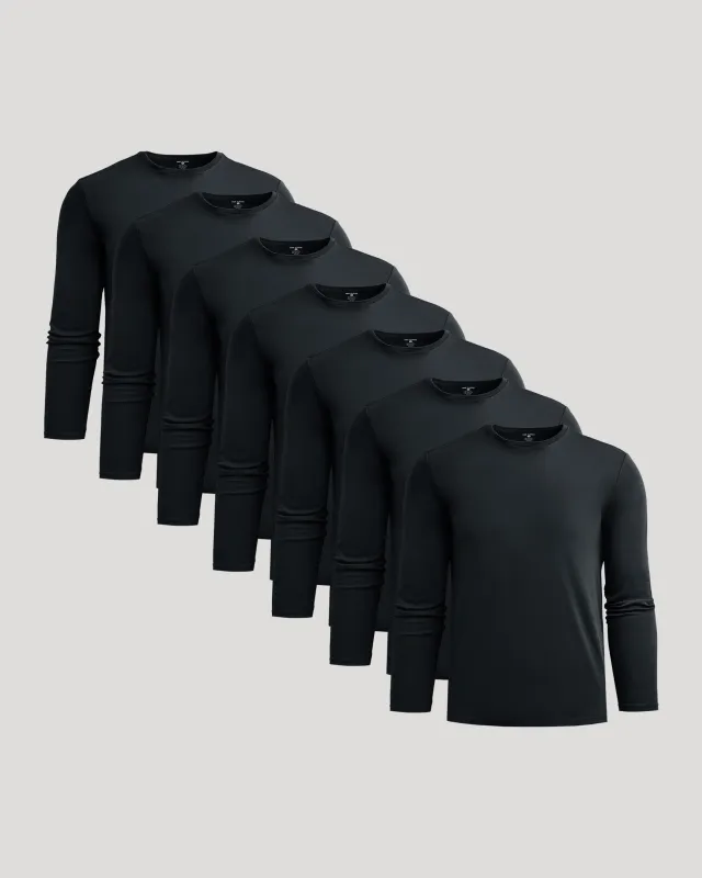 All Black Premium Pima Long Sleeve Crew 7-Pack sold by True Classic