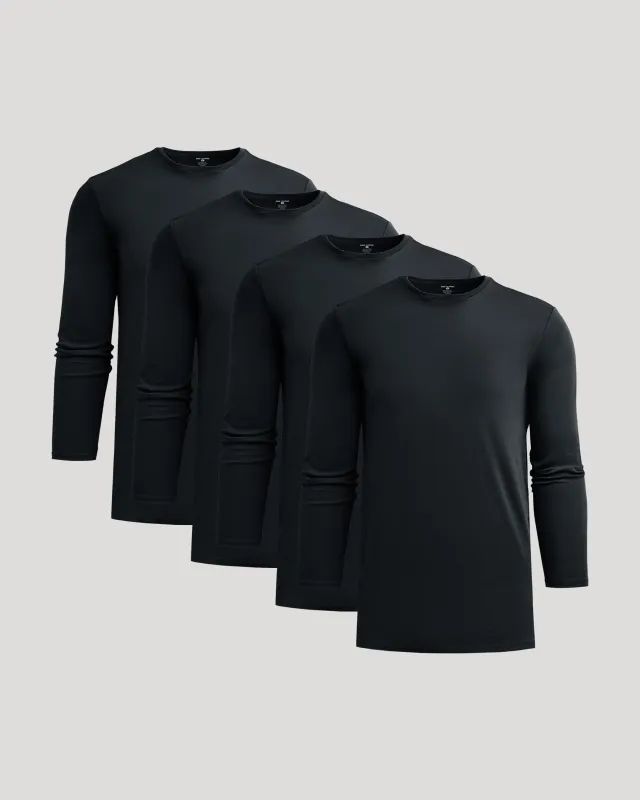 All Black Premium Pima Long Sleeve Crew 4-Pack sold by True Classic