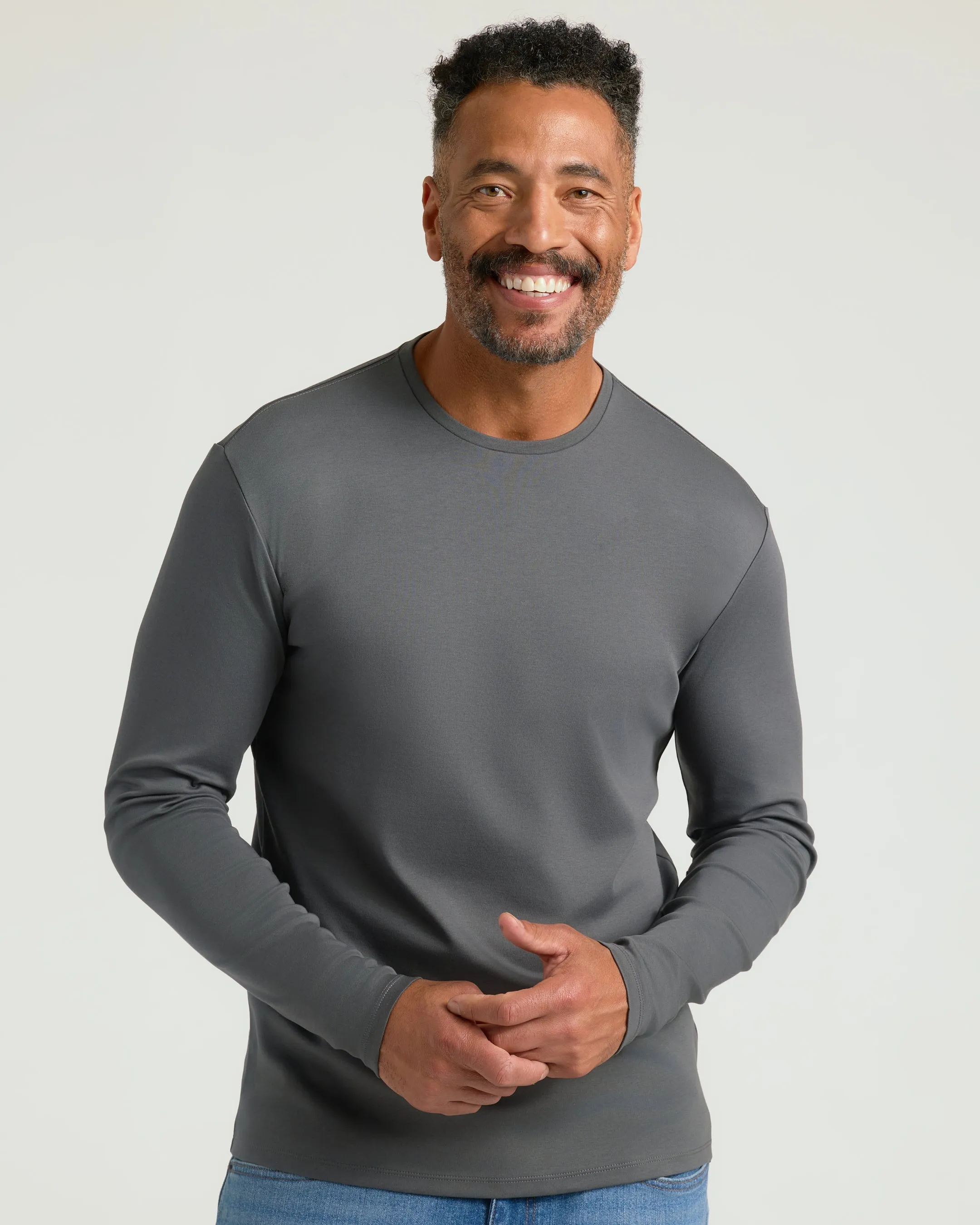 Carbon Premium Pima Long Sleeve Crew sold by True Classic